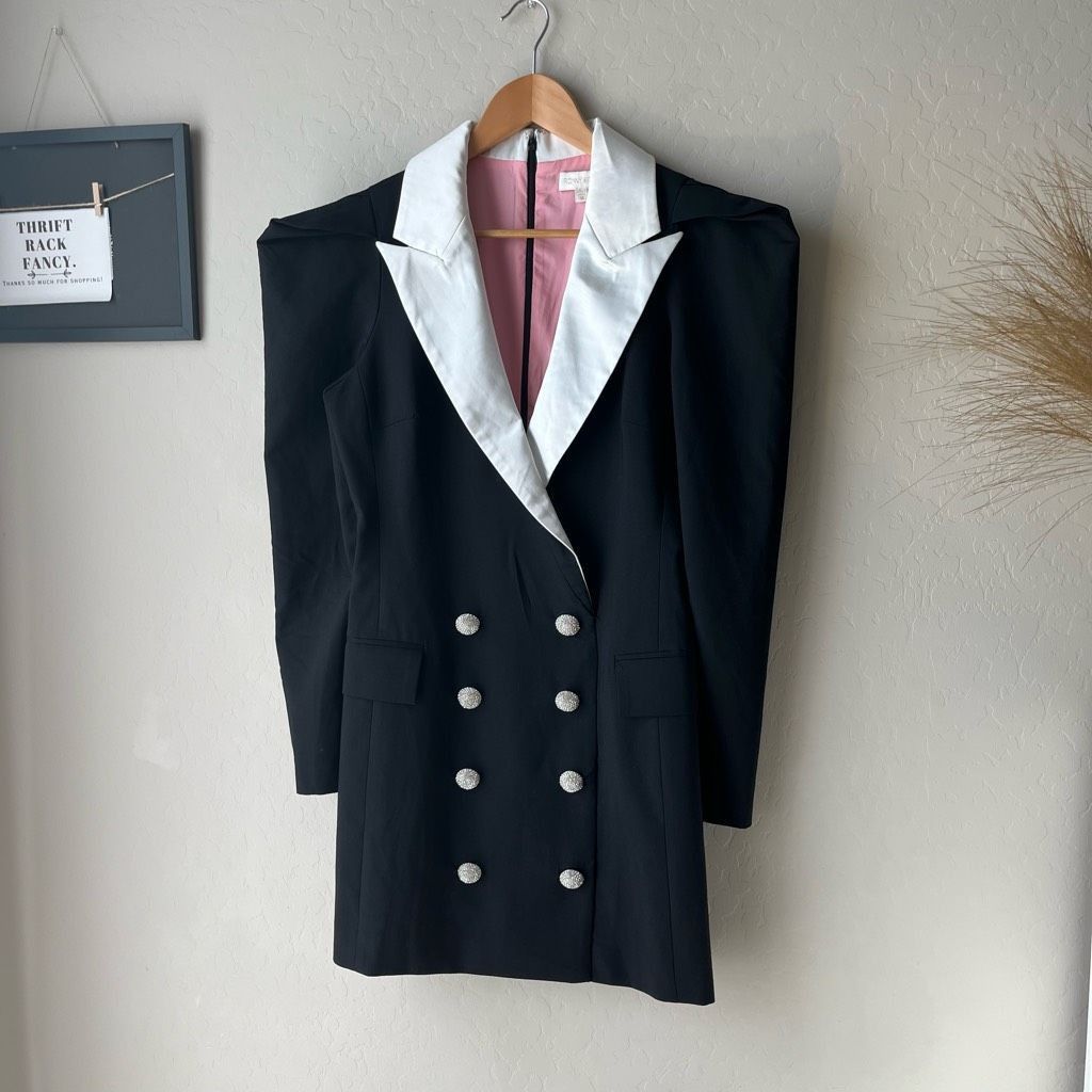 Ronny Kobo Ronny Kobo Mayaletta Double-Breasted Black Blazer Mini Jacke Size M / US 6-8 / IT 42-44 - 2 Thumbnail