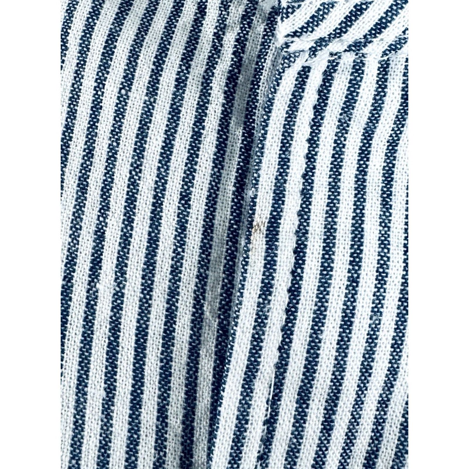 Lee LEE VALLEY Ireland LINEN BLEND Collarless Grandpa Engineer Stripe XL 3XL Shirt Men Blue White Button-Up Long Sleeve 3XL Mens B11 Size US XXL / EU 58 / 5 - 3 Thumbnail