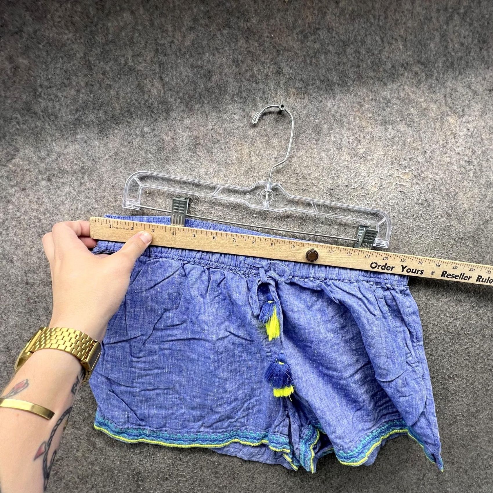 Vineyard Vines Vineyard Vines Shorts Womens M Blue Chambray Tassel Trim Lounge Casual Size 32" / US 10 / IT 46 - 6 Thumbnail