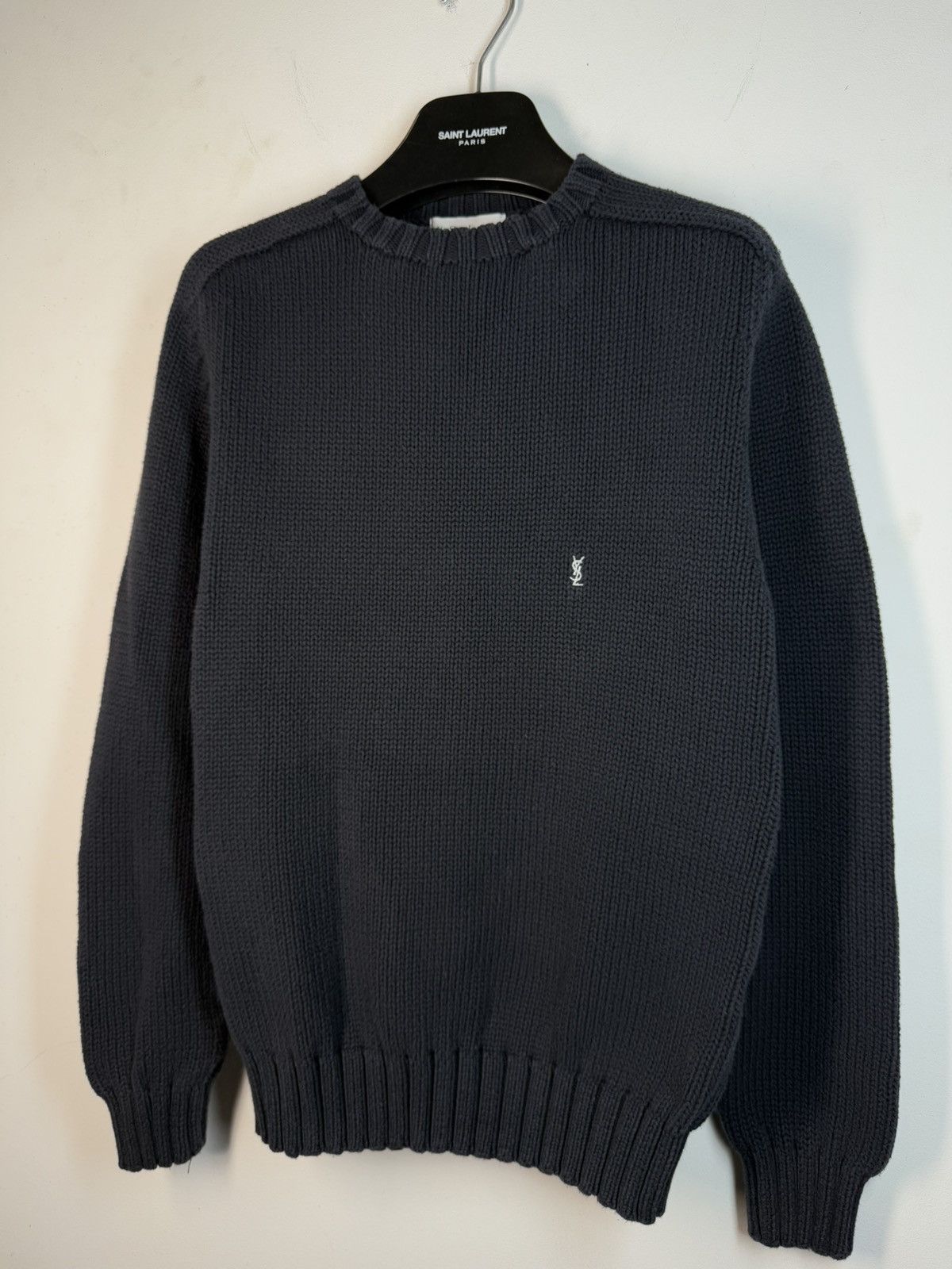 Yves Saint Laurent Heavy YSL Sweater Knit Thick Grey/black Paris Sweatshirt Size US S / EU 44-46 / 1 - 15 Thumbnail