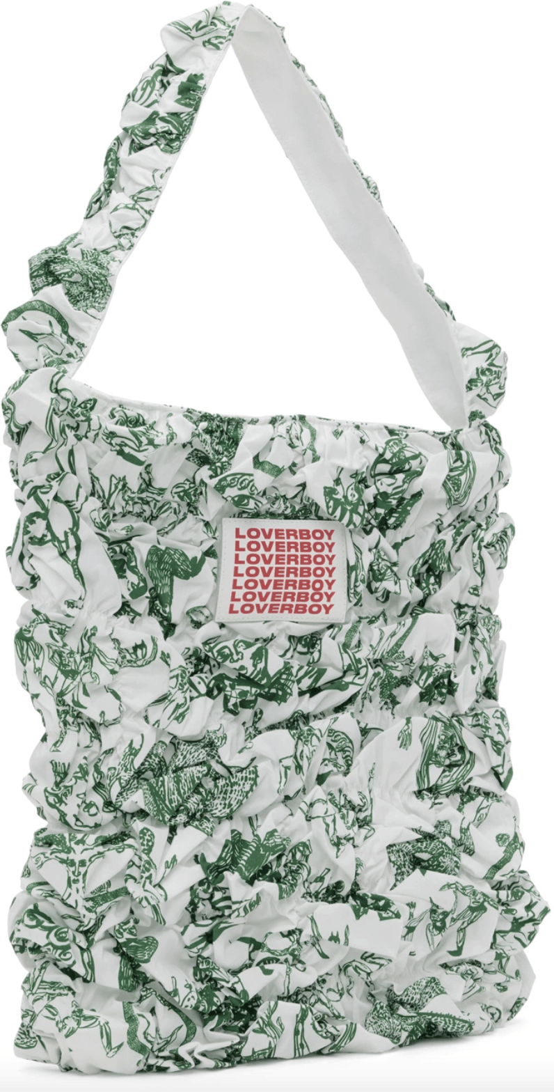 Charles Jeffrey LOVERBOY Charles Jeffrey Loverboy White & Green Shirred Tote Size ONE SIZE - 1 Thumbnail