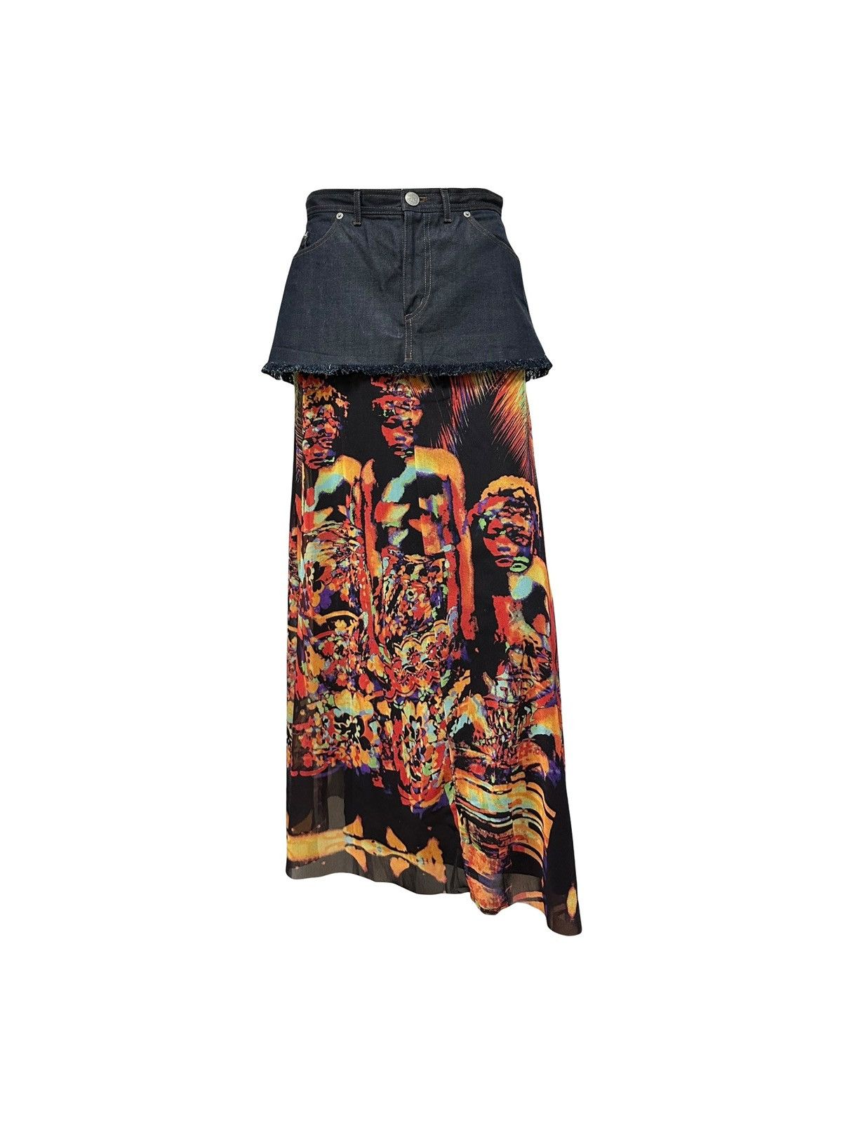 Jean Paul Gaultier JEAN PAUL GAULTIER S/S 2000 Psychedelic Print Denim Skirt Size 28" / US 6 / IT 42 - 1 Thumbnail