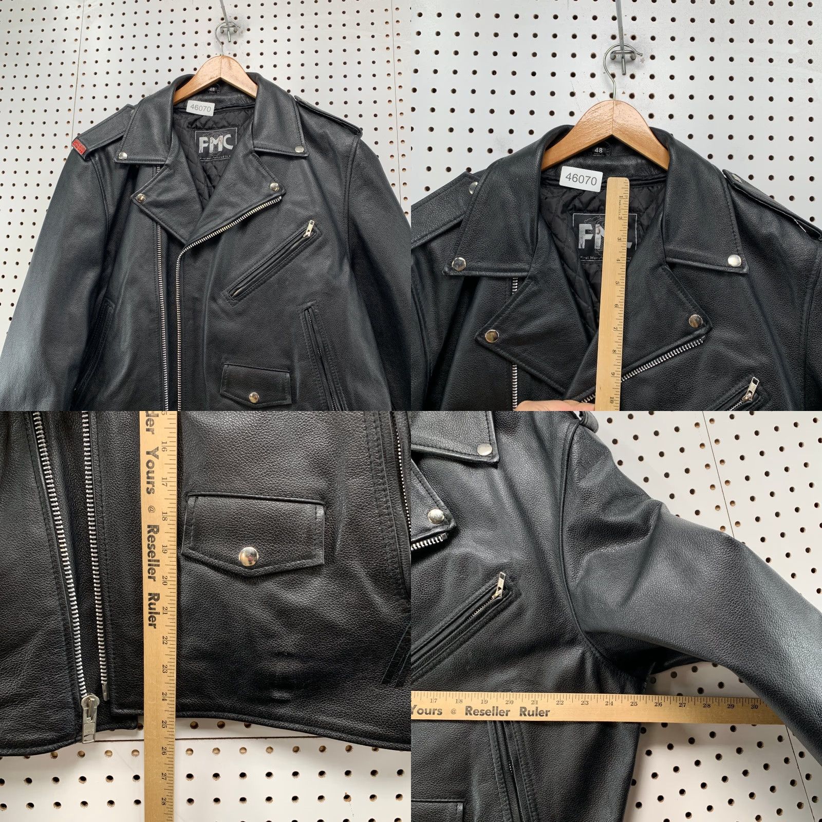 Vintage VINTAGE FMC Motorcycle Jacket Mens Size 48 Black Skeleton Reaper Biker Size US M / EU 48-50 / 2 - 8 Thumbnail
