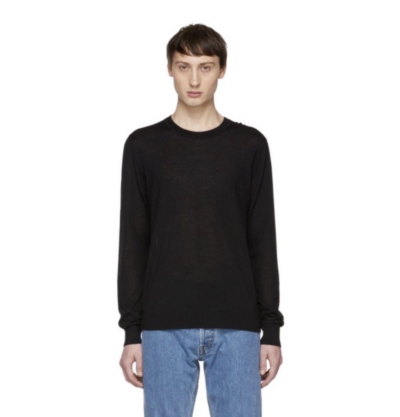 Helmut Lang Helmut Lang Silk/Wool Fine Knit Sweater Black – Minimal Logo Size US S / EU 44-46 / 1 - 3 Thumbnail