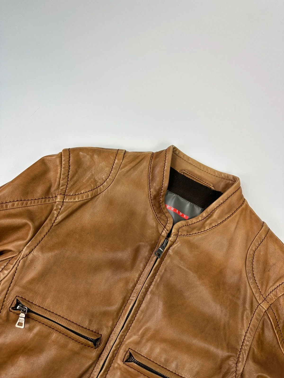 Prada Prada Sport 00’s Sample Brown Leather Jacket CowBoy Size US M / EU 48-50 / 2 - 3 Thumbnail
