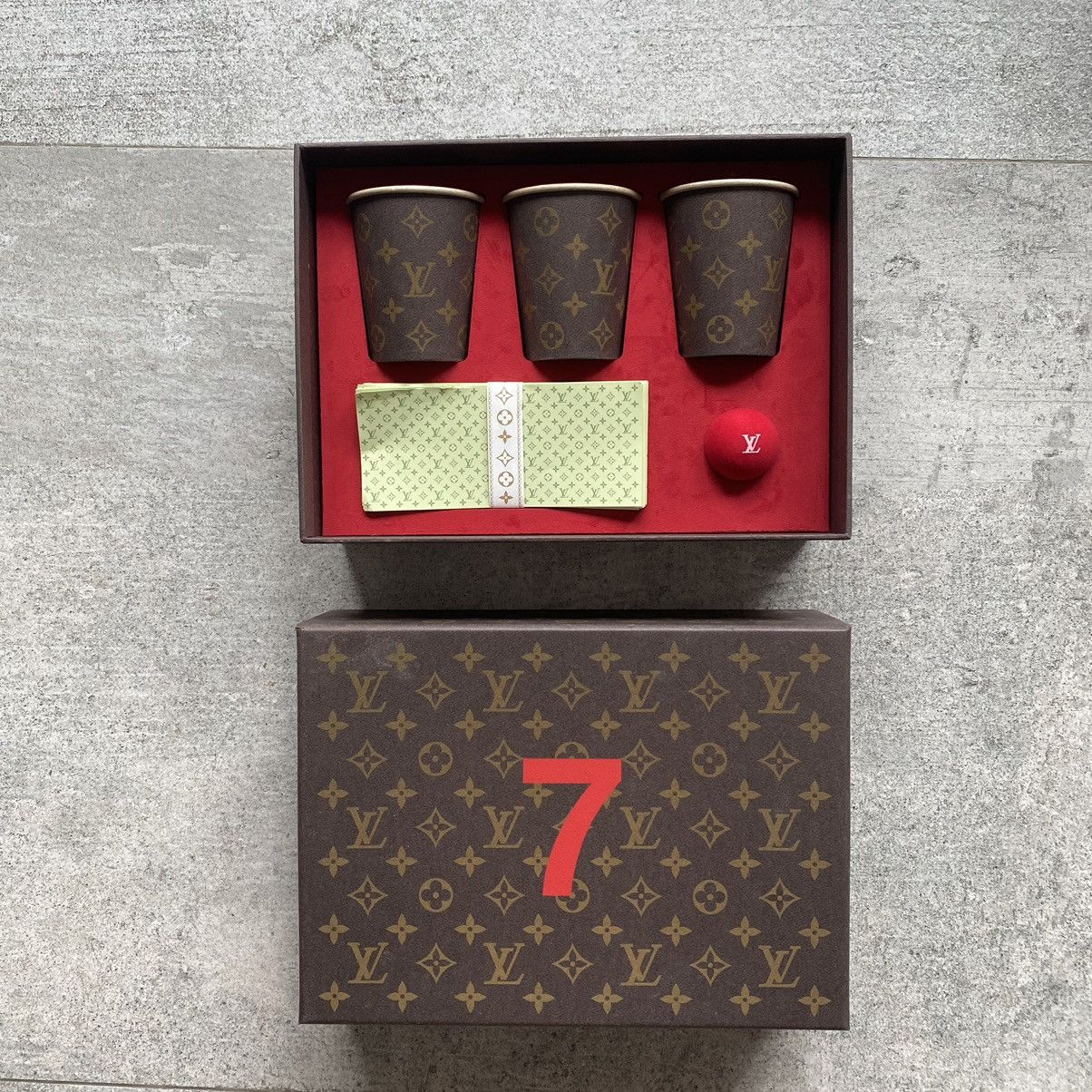image of Louis Vuitton Ss22 Show Invitation Beer Pong Cup & Ball Game in Brown, Men's