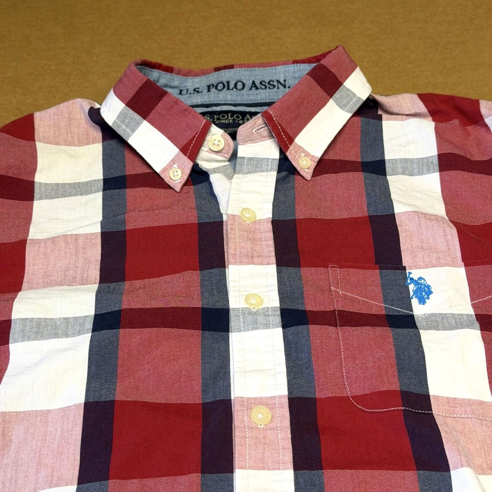 U.S. Polo Assn. U.S. Polo Assn Shirt Mens Large Red Plaid Button Down Stretch Casual Long Sleeve Size US L / EU 52-54 / 3 - 5 Thumbnail