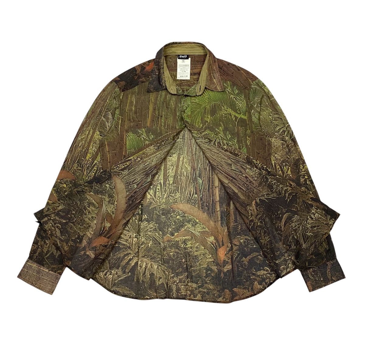 Vintage 90s D&G Safari Print Paper Thin Button Ups Shirt