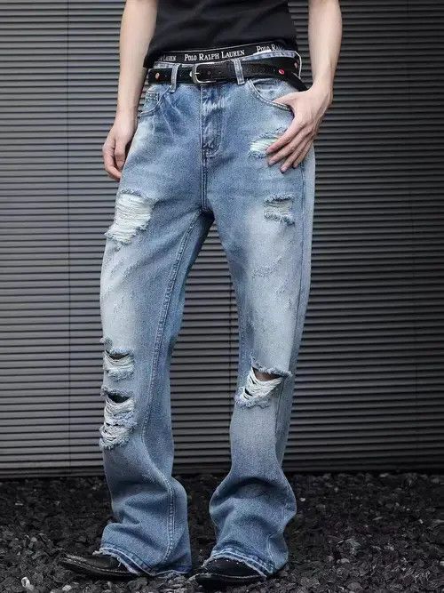 Japanese Brand Washed and ripped baggy high street jeans Size US 34 / EU 50 - 3 Thumbnail