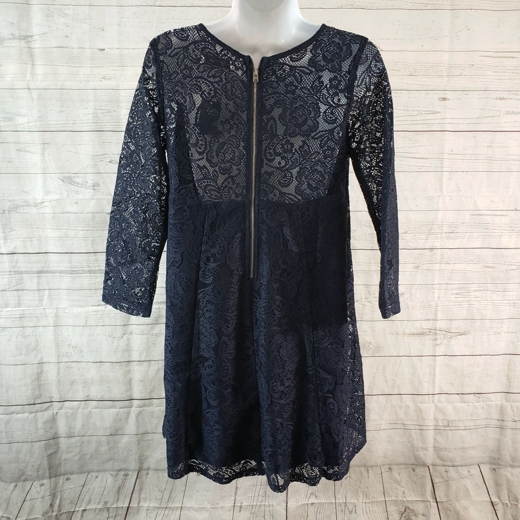 Abercrombie & Fitch Abercrombie & Fitch Womens Dress Mini Sz S Blue Lace 3/4 Sleeve Size S / US 4 / IT 40 - 4 Thumbnail