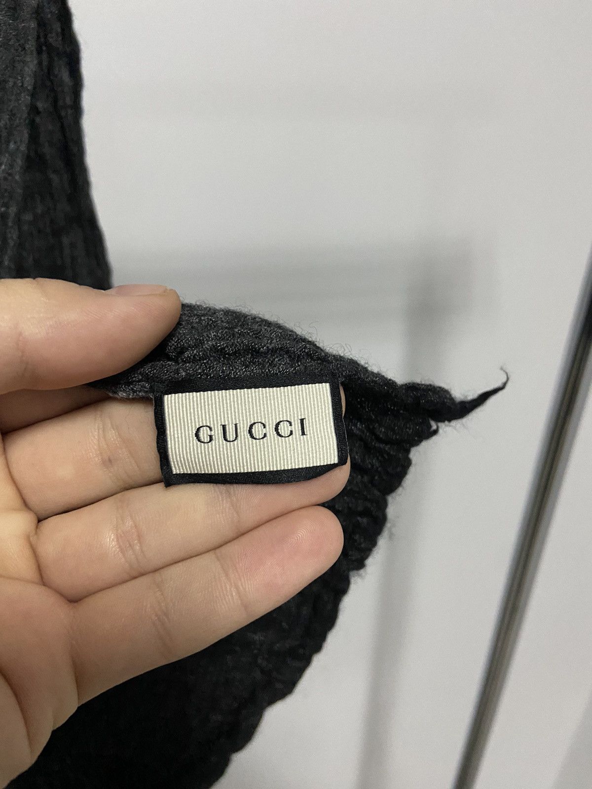 Gucci × Vintage Gucci big scarf monogram vintage logo silk linen wool Size ONE SIZE - 8 Thumbnail