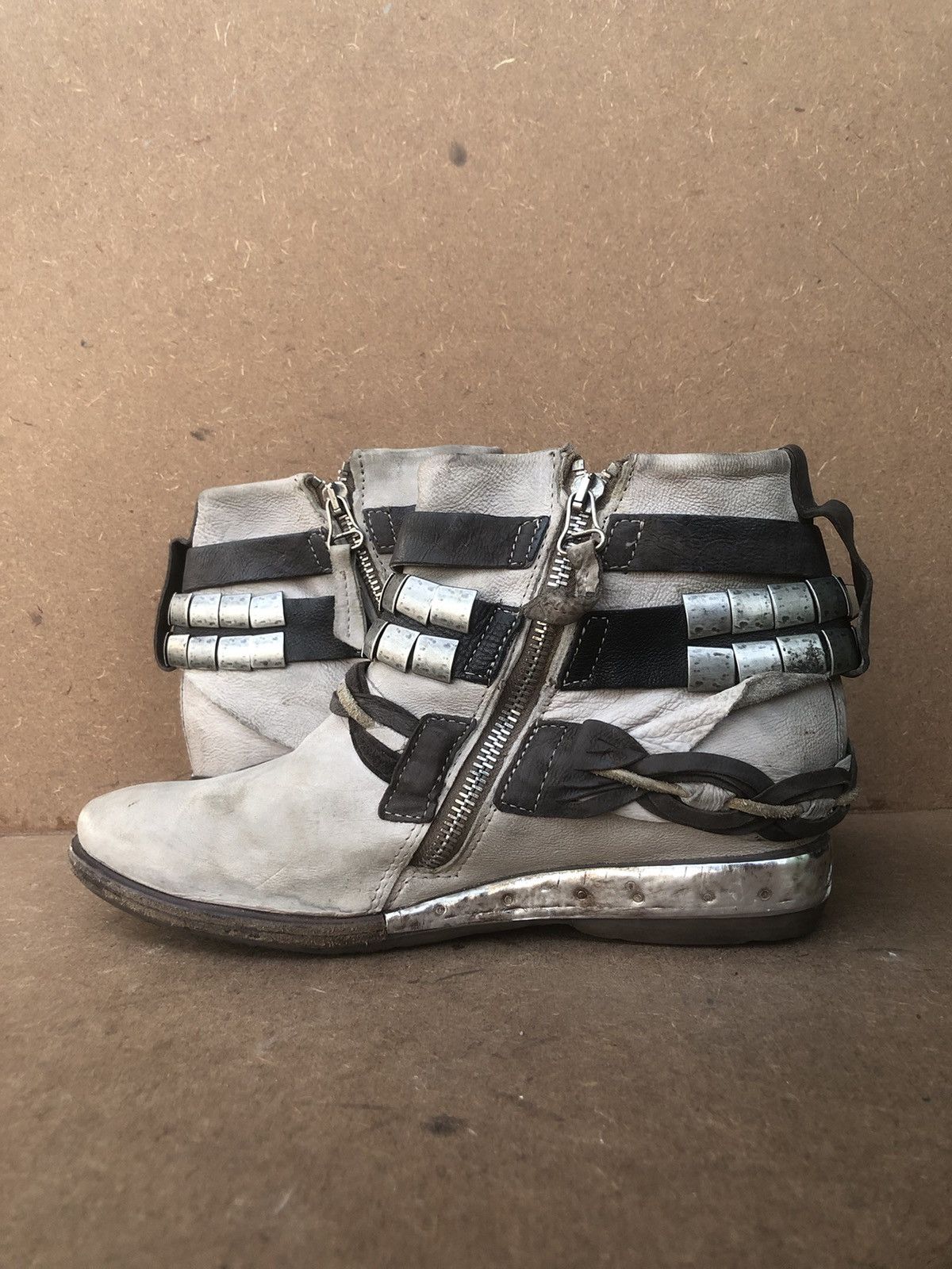 A.S.98 A.S 98 Grey Leather Women’s Ankle Boot Size 39 Size US 9 / IT 39 - 6 Thumbnail