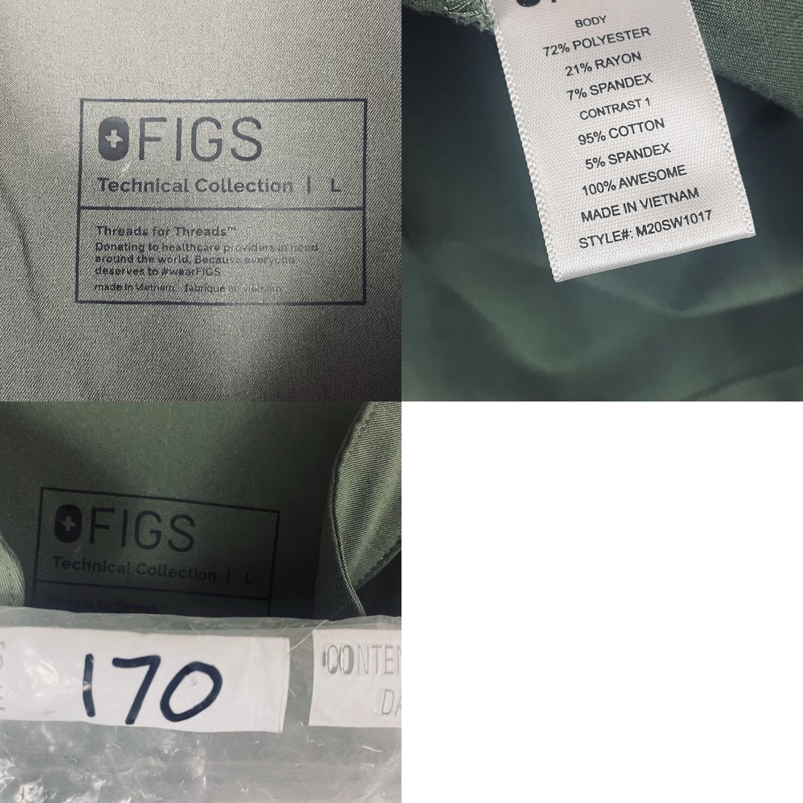 KangaROOS FIGS Womens Large Kangaroo Pocket Scrub Top - Green Size US L / EU 52-54 / 3 - 8 Thumbnail