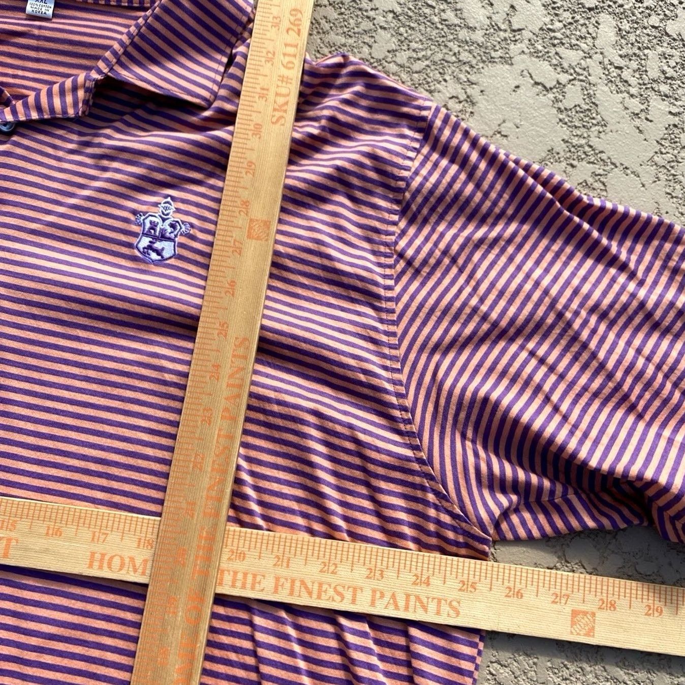 Peter Millar Peter Millar Polo Shirt Mens XXL 100% Cotton Striped Orange Purple Short Sleeve Collared Pullover Golf Casual Shirt Mens Size US XXL / EU 58 / 5 - 4 Thumbnail