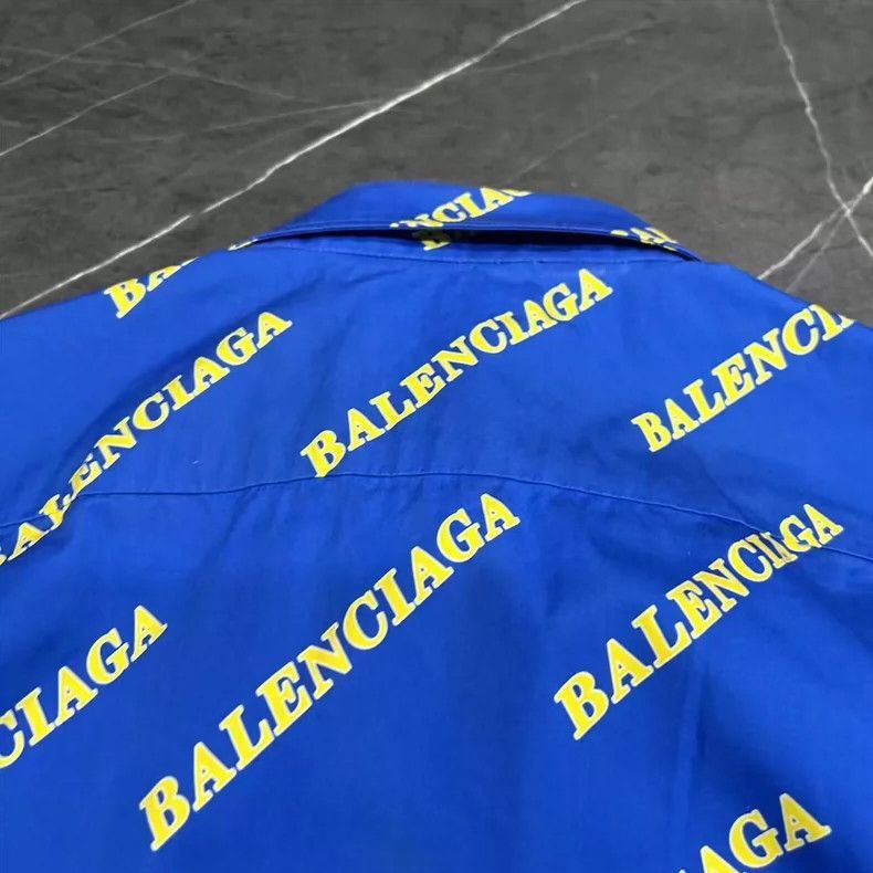 Balenciaga Balenciaga Klein Blue Logo Short Sleeve Shirt-2505 Size US M / EU 48-50 / 2 - 3 Thumbnail