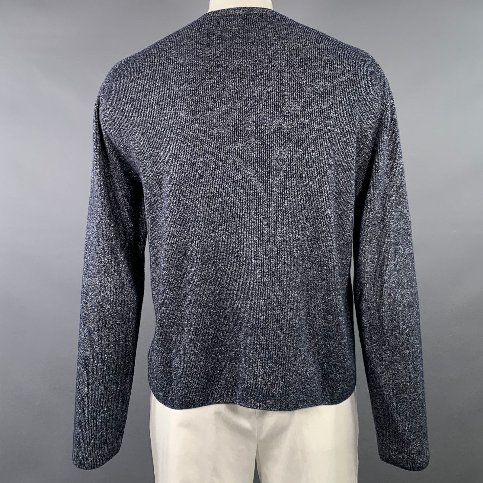 Polo Ralph Lauren L Navy White Heather Linen Wool Cotton Crew Neck Sweater Size US L / EU 52-54 / 3 - 3 Thumbnail