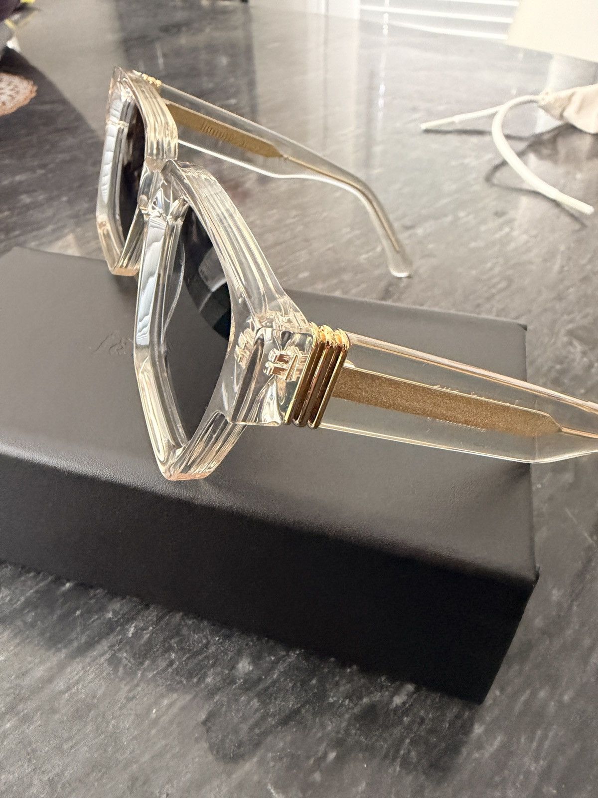 James Oro James Oro Clear Frame Sunglasses with Gold Accents Size ONE SIZE - 3 Thumbnail
