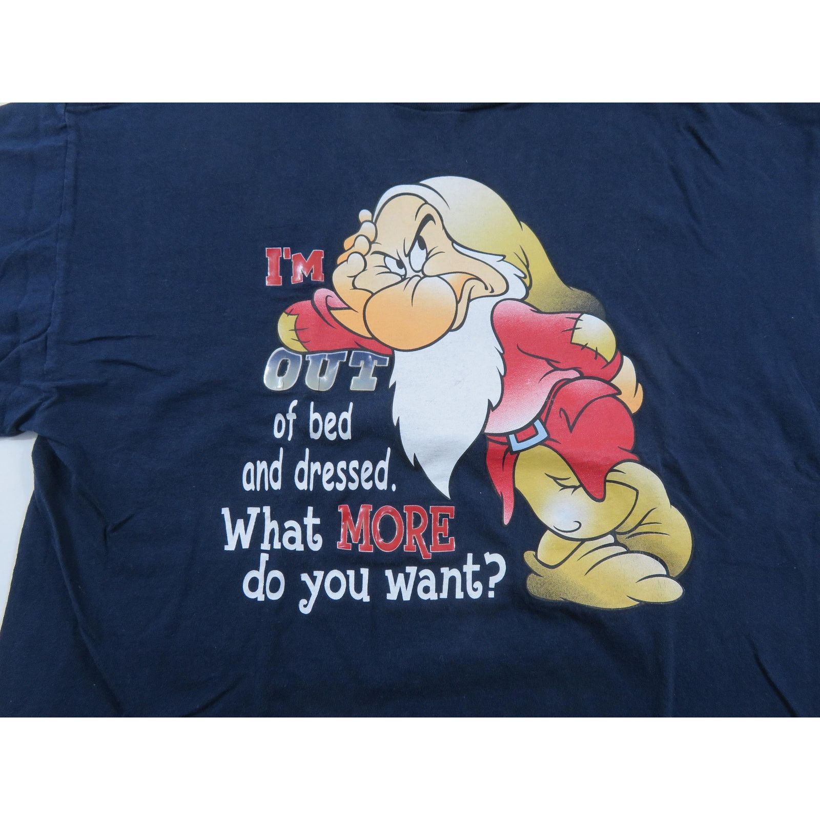 Disney Grumpy I'm Out Of Bed Funny Jerry Leigh Disney T-Shirt Sz XL Size US XL / EU 56 / 4 - 2 Thumbnail
