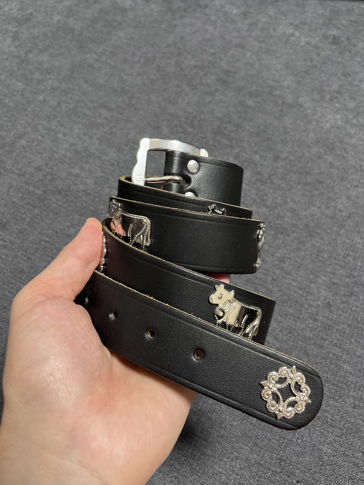 Cowboy Equipment × Vintage Etro Style Vintage Swiss Leather Cows Belt Size ONE SIZE - 5 Thumbnail