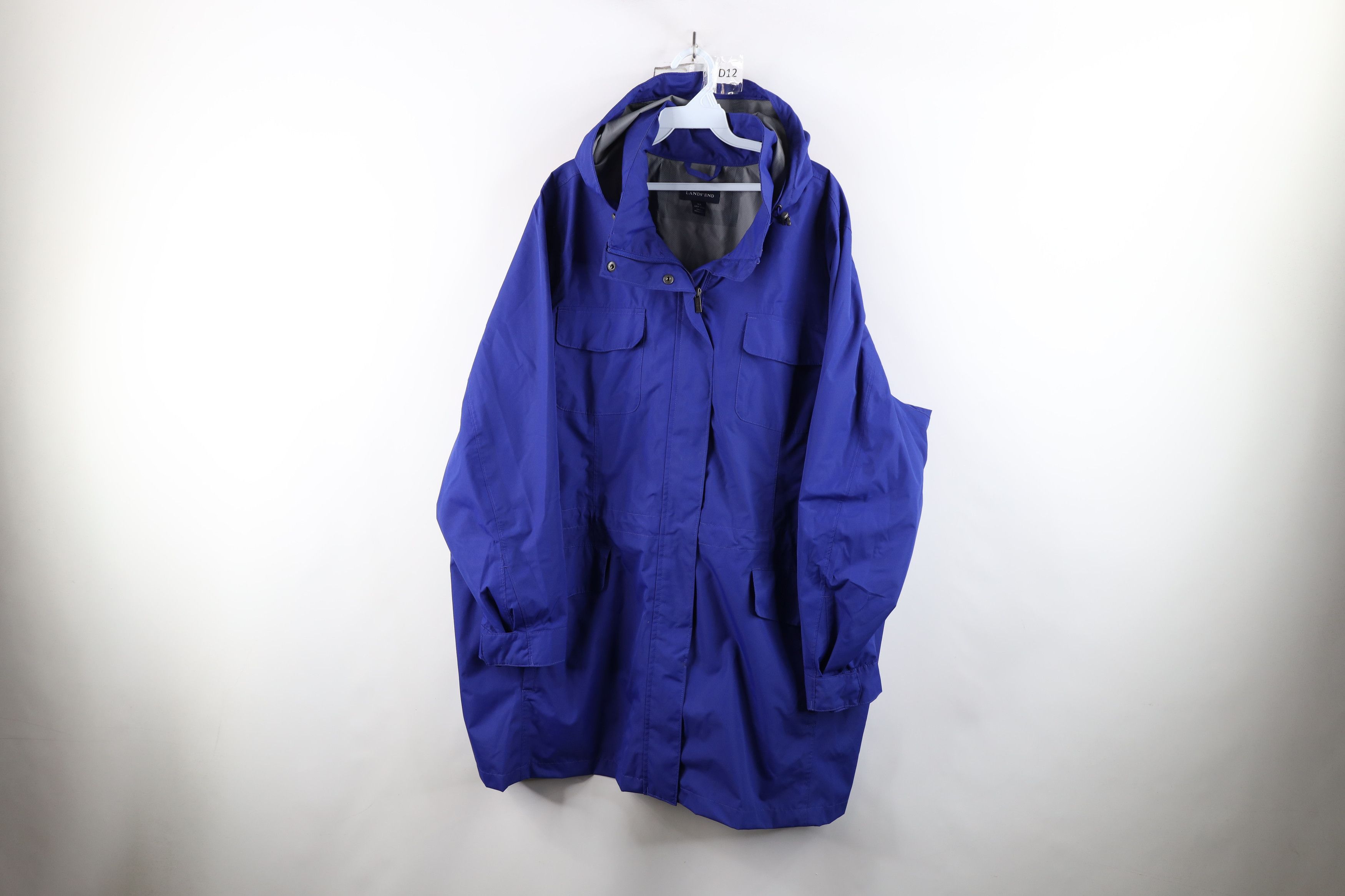 Lands' End × Vintage Vintage Lands End Hooded Full Zip Rain Parka Jacket Blue Size 3XL / US 20-22 - 1 Thumbnail