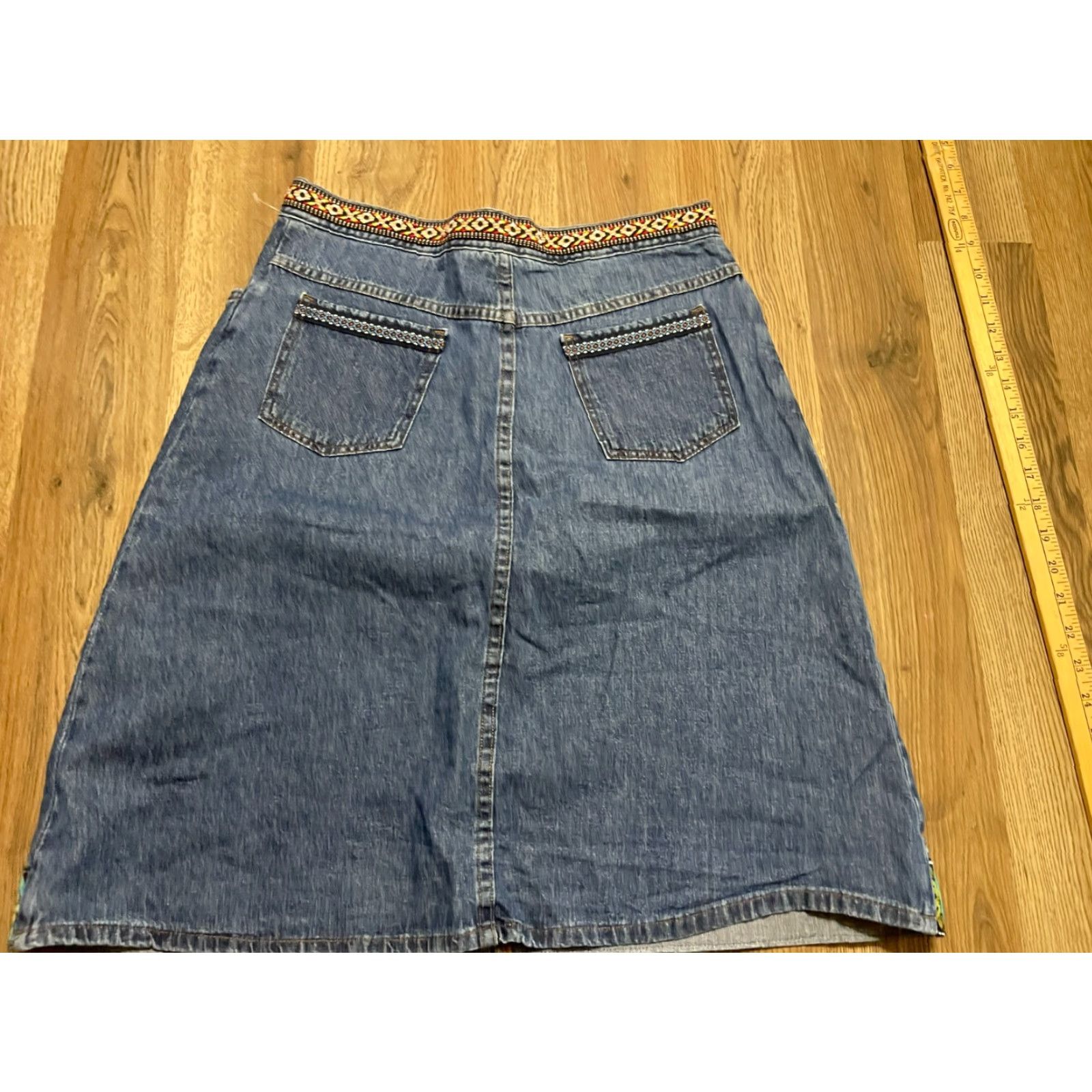 Vintage Impressions Skirt Women's Size Medium Blue Denim A-line Knee Length Size 32" / US 10 / IT 46 - 2 Thumbnail