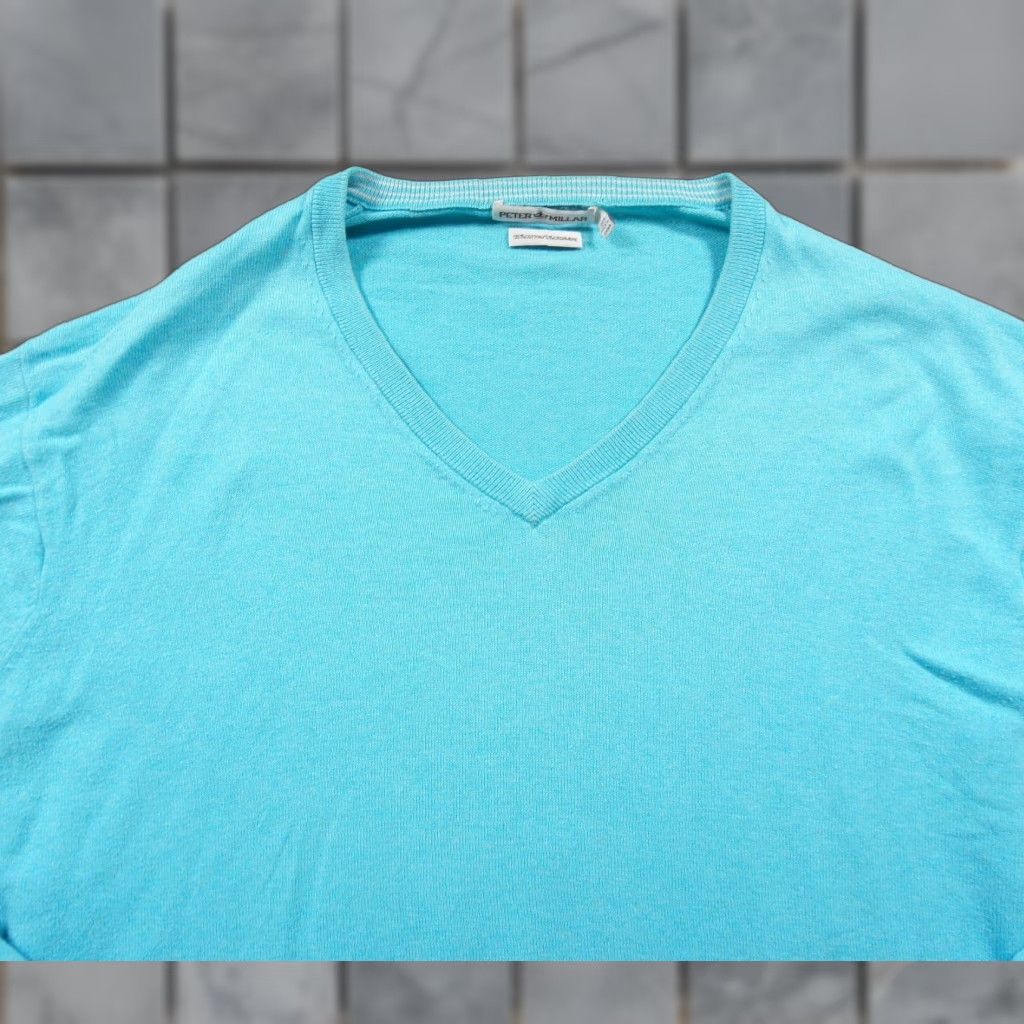 Peter Millar Peter Millar Sweater Mens Large Blue Vneck Pullover Cotton Cashmere Lightweight Size US L / EU 52-54 / 3 - 1 Thumbnail