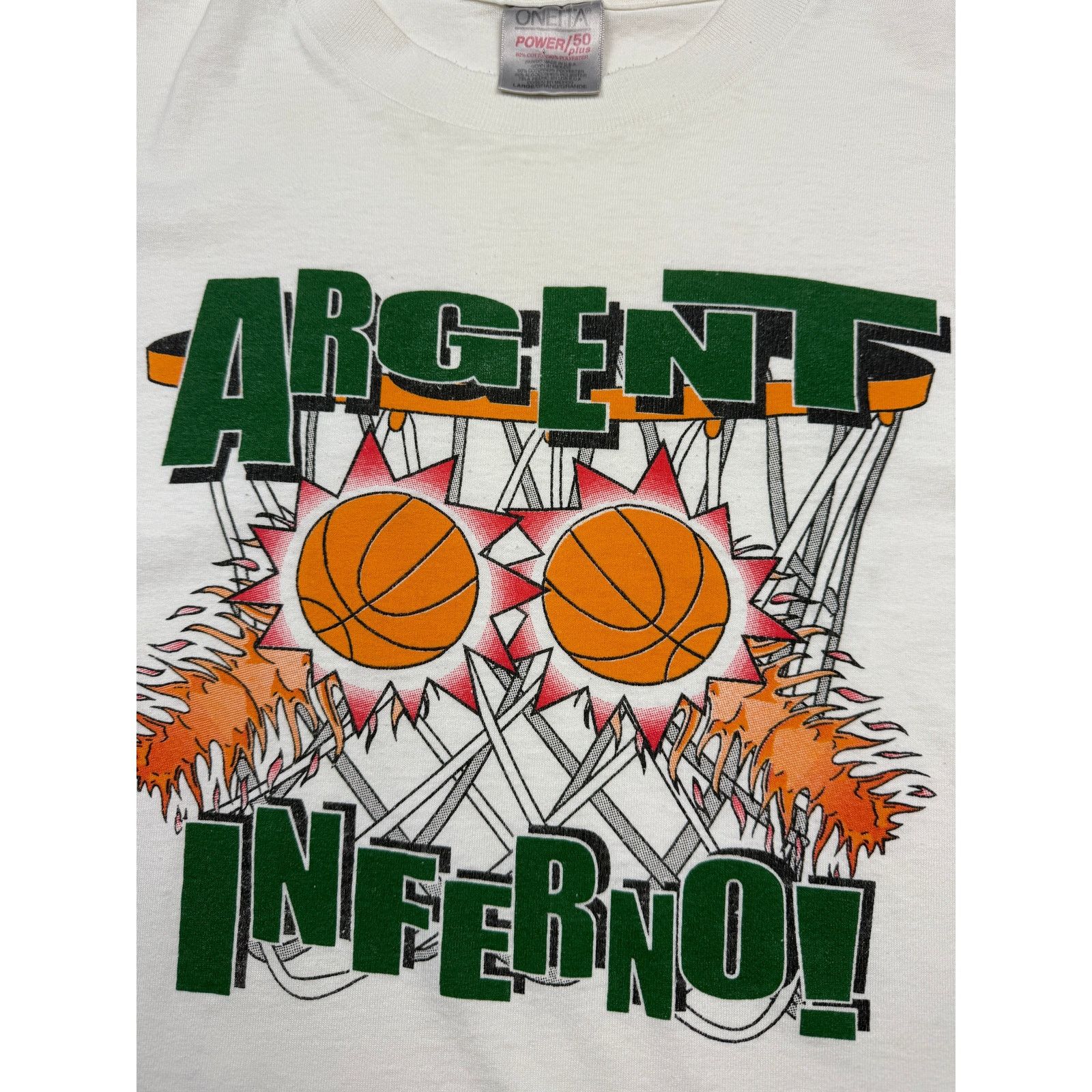 Vintage Vintage 90s Argent Inferno Basketball Flames Sports Tee L Size US L / EU 52-54 / 3 - 6 Thumbnail