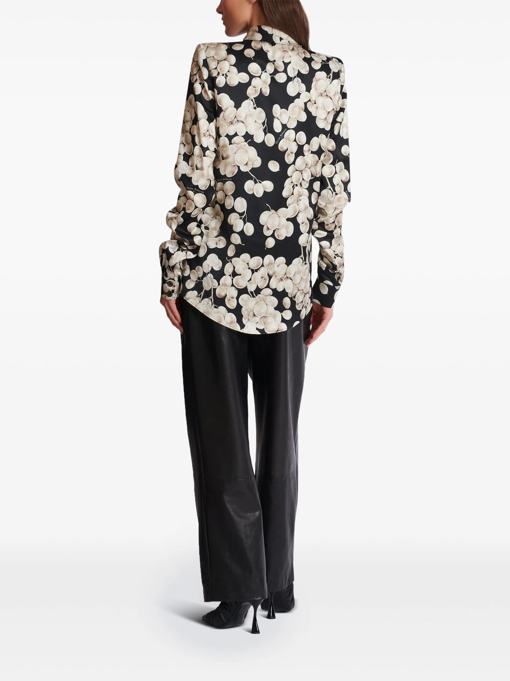 Balmain o1s1wg111025 Raisin Print Shirt in Black/White Size L / US 10 / IT 46 - 4 Thumbnail