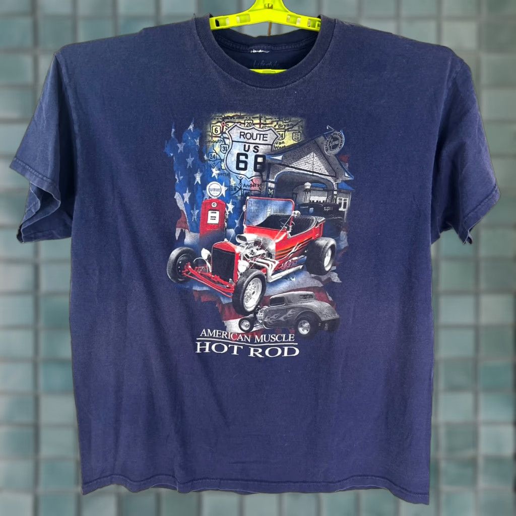 Vintage VINTAGE Route 66 American Mussel Hot Rod T Shirt Mens 2XL Blue Short Sleeve Cars Mens Size US XXL / EU 58 / 5 - 1 Thumbnail