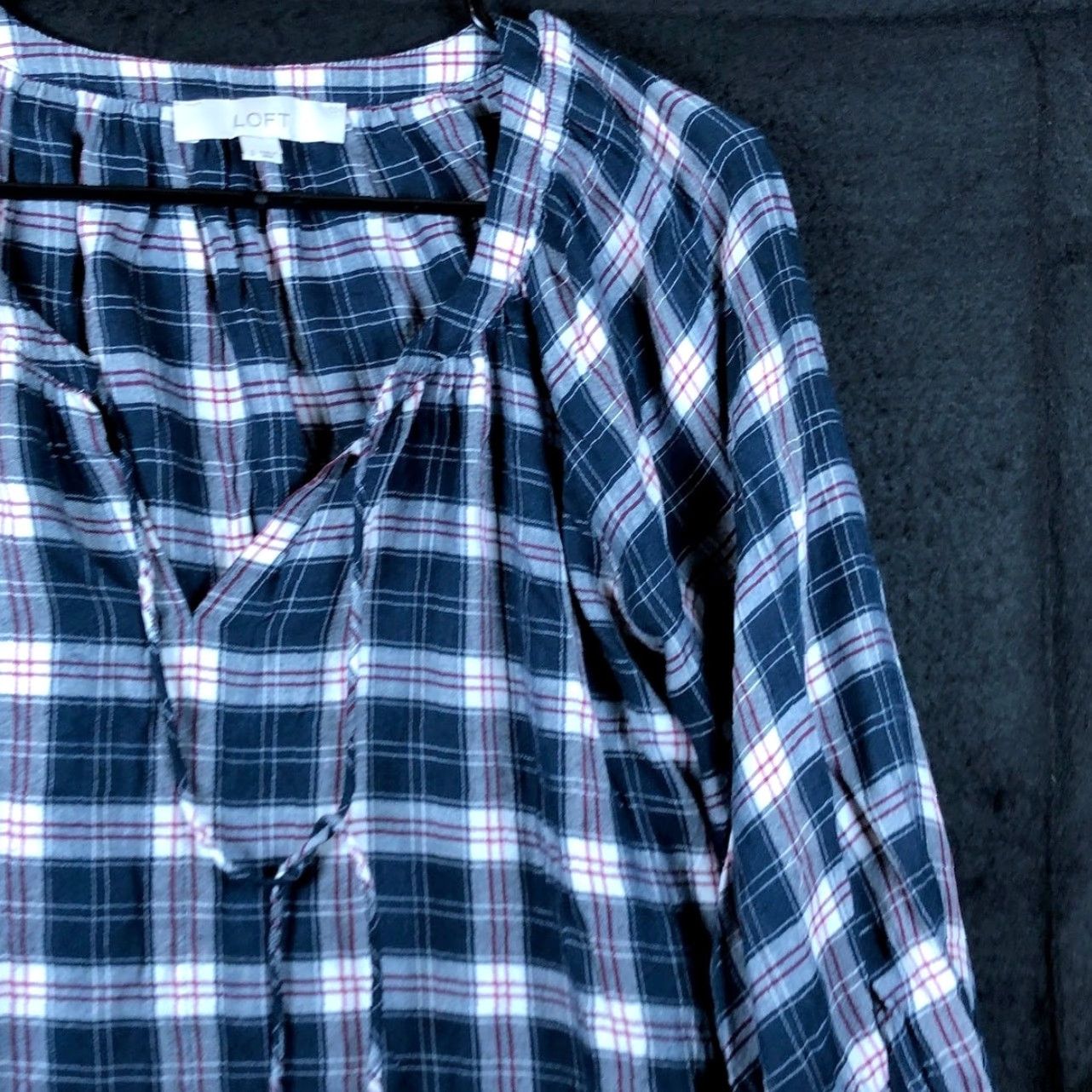 Ann Taylor Ann Taylor LOFT Womens Shirt Multi Plaid V Neck Long Sleeve Sheer Boxy Small Size S / US 4 / IT 40 - 5 Thumbnail