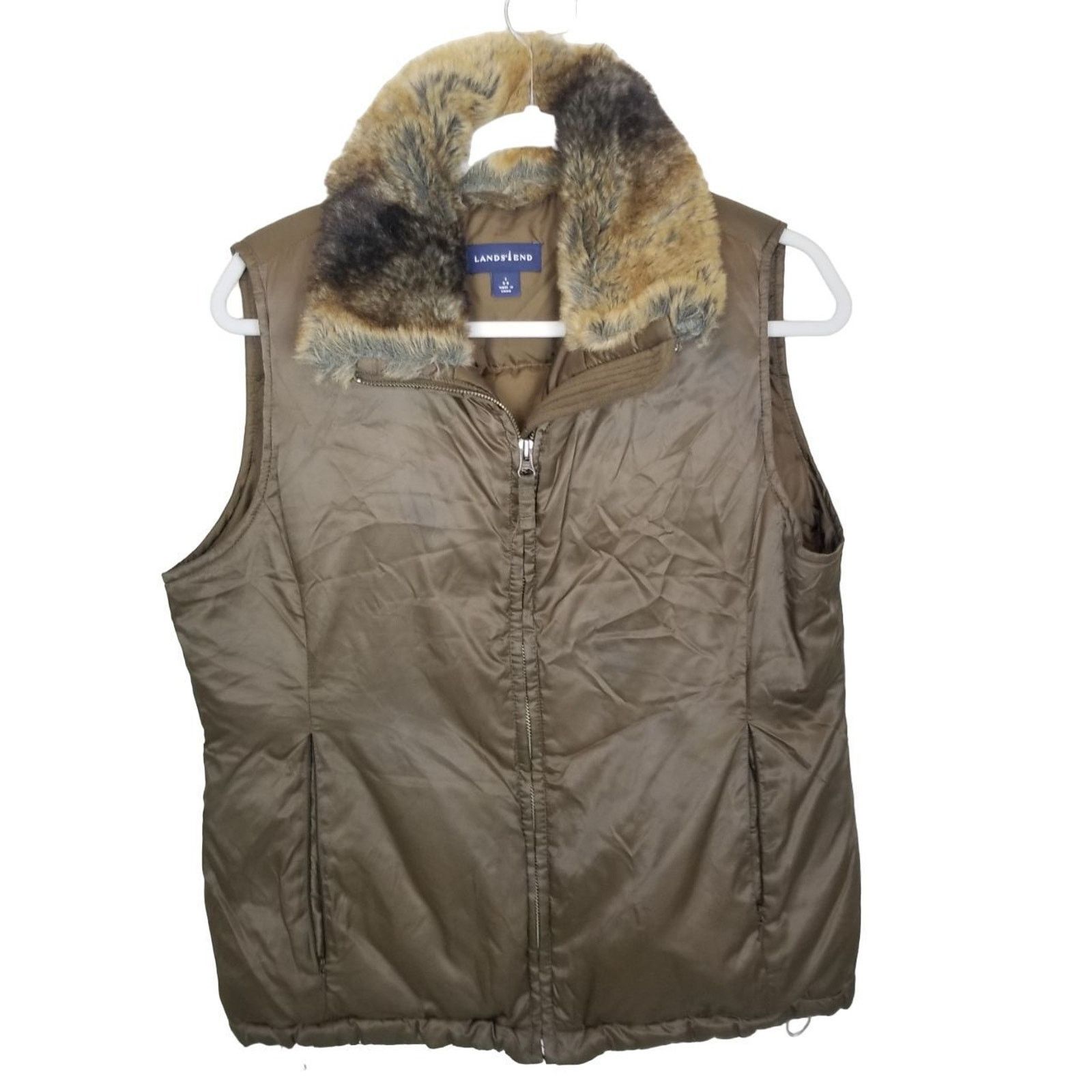 Lands' End Lands End Womens Goose Down Vest Faux Fur Collar Size S Size S / US 4 / IT 40 - 1 Thumbnail