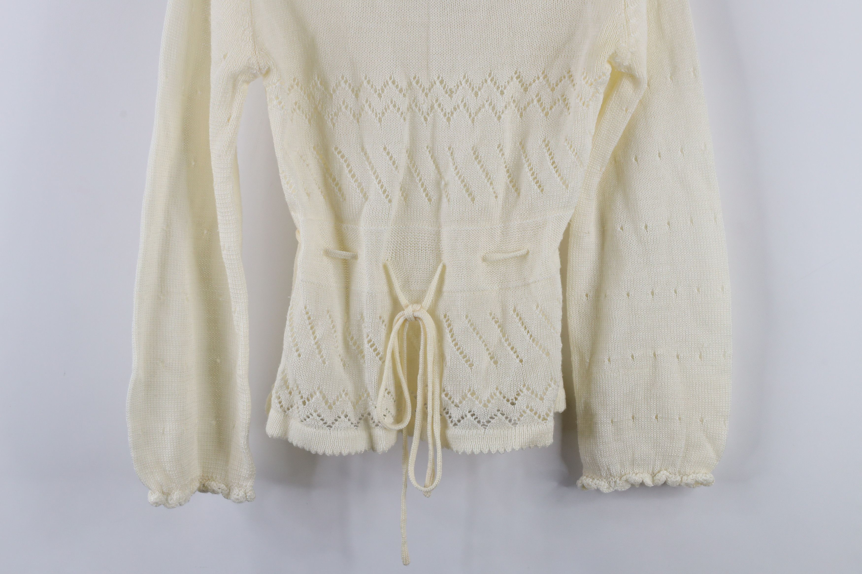 Vintage Vintage 60s 70s Boho Chic Frilled Flared Sleeve Knit Sweater Size L / US 10 / IT 46 - 3 Thumbnail