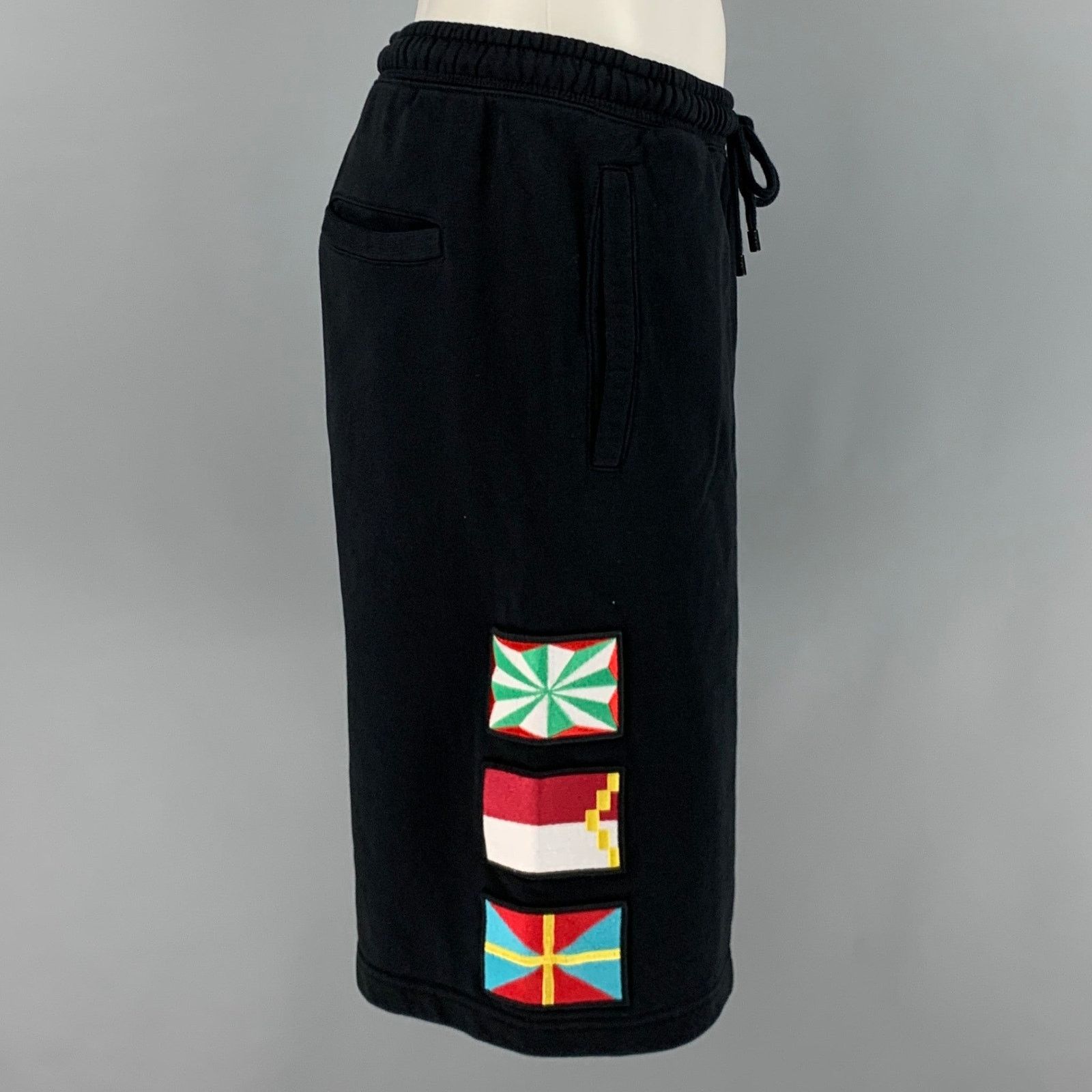 Marcelo Burlon MARCELO BURLON Black Multi-Color Applique Cotton Drawstring Size US 29 - 2 Thumbnail