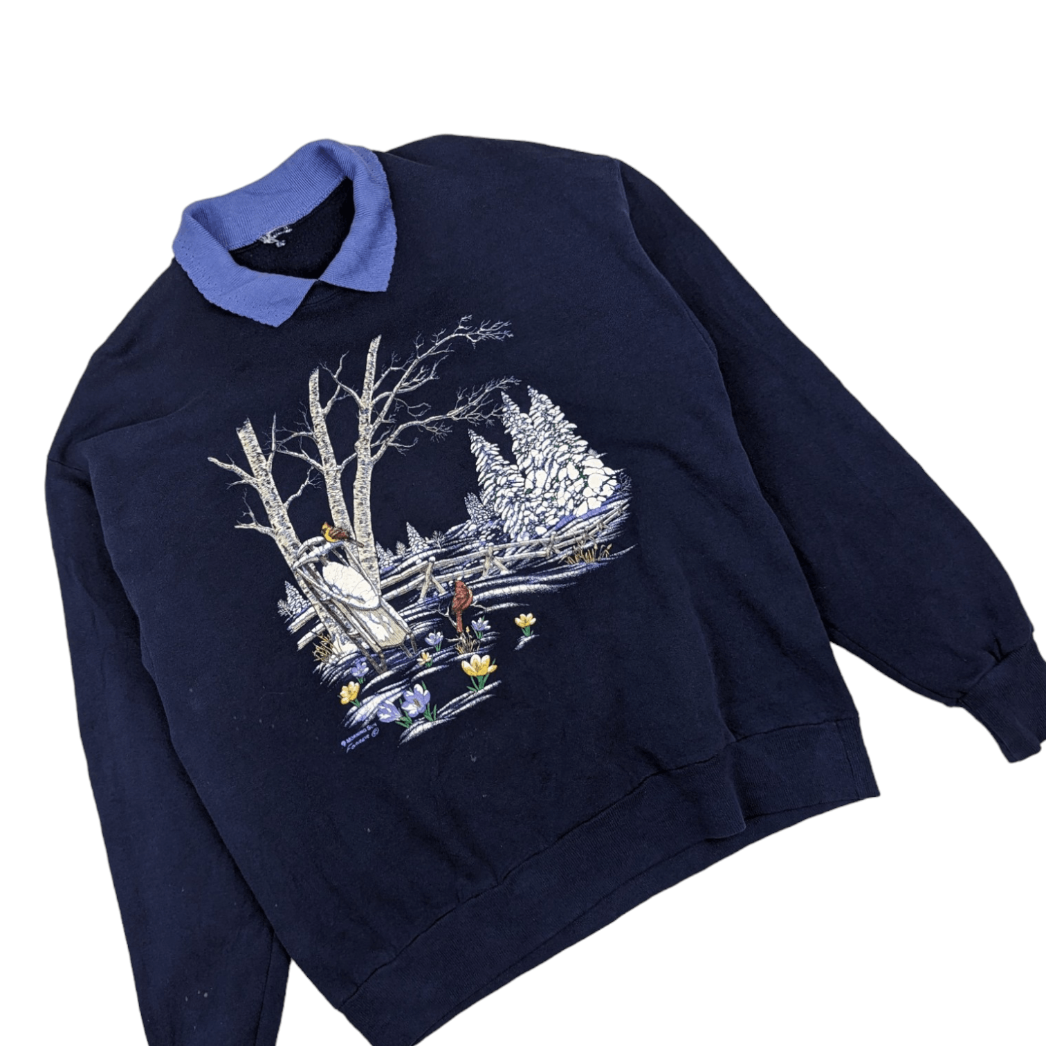 Vintage Vintage 90's MORNING SUN Forrer Winter Bird Graphic Jumper Size US L / EU 52-54 / 3 - 2 Thumbnail