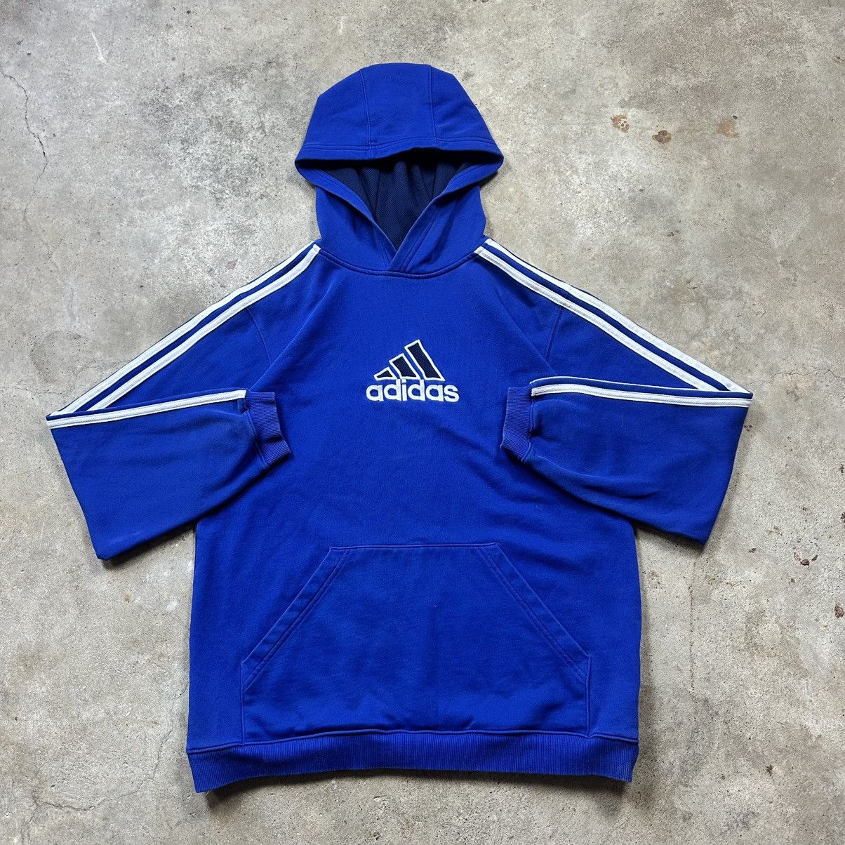 Adidas Vintage Y2K Blue Adidas Big Logo Baggy Skater Hoodie Size US XL / EU 56 / 4 - 1 Thumbnail