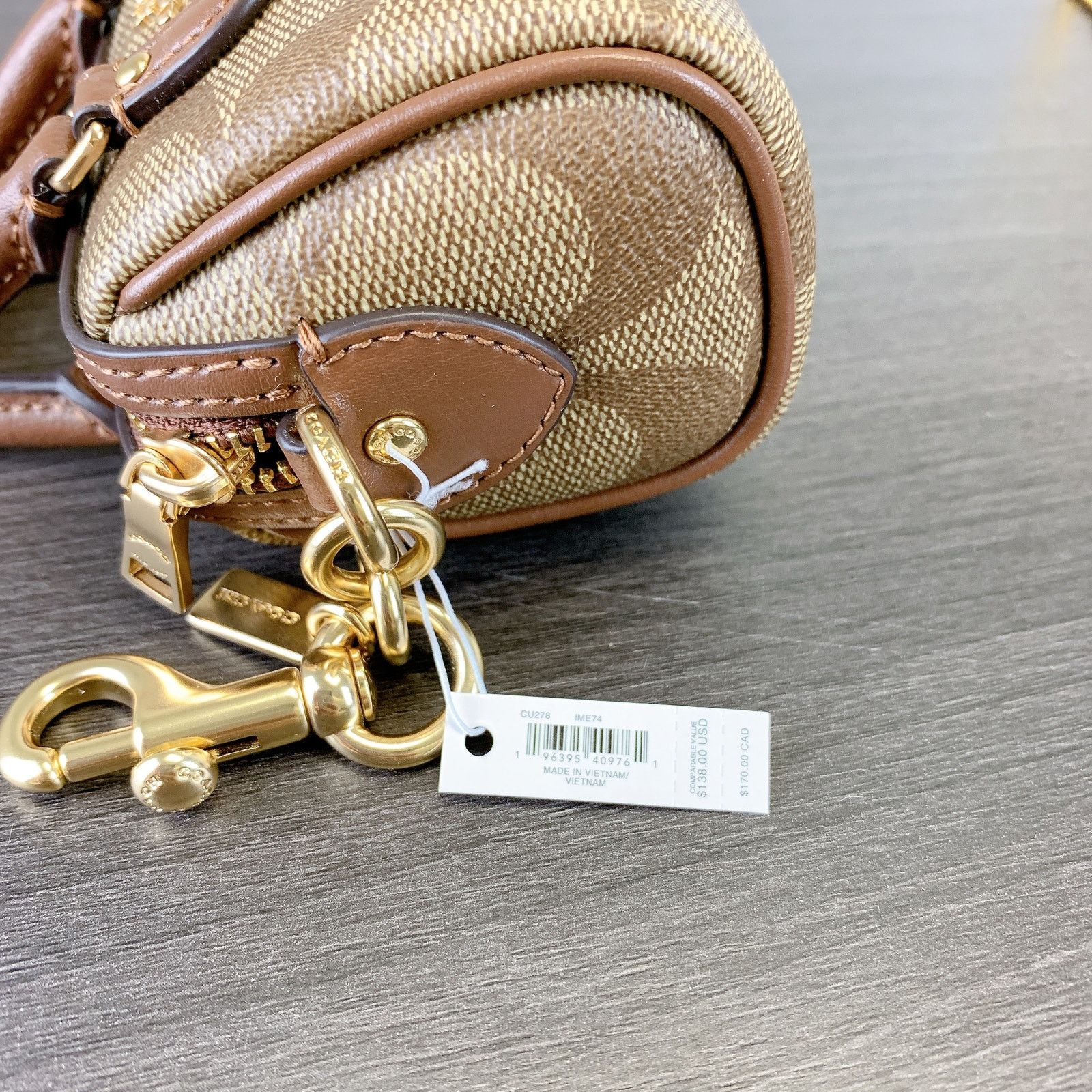 Coach Coach CU278 Mini Rowan Satchel Charm Canvas Khaki Saddle Size ONE SIZE - 6 Thumbnail