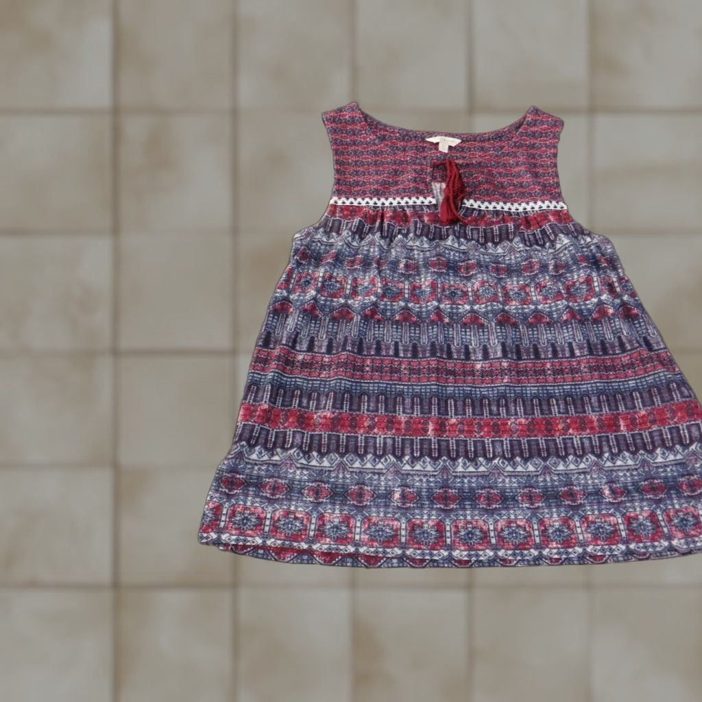 Lucky Brand Lucky Brand Blouse Shirt Women Sleeveless Striped Cotton Modal Crew Neck Small Red Blue Pattern Regular Size S/Shirt Women Size S / US 4 / IT 40 - 1 Thumbnail