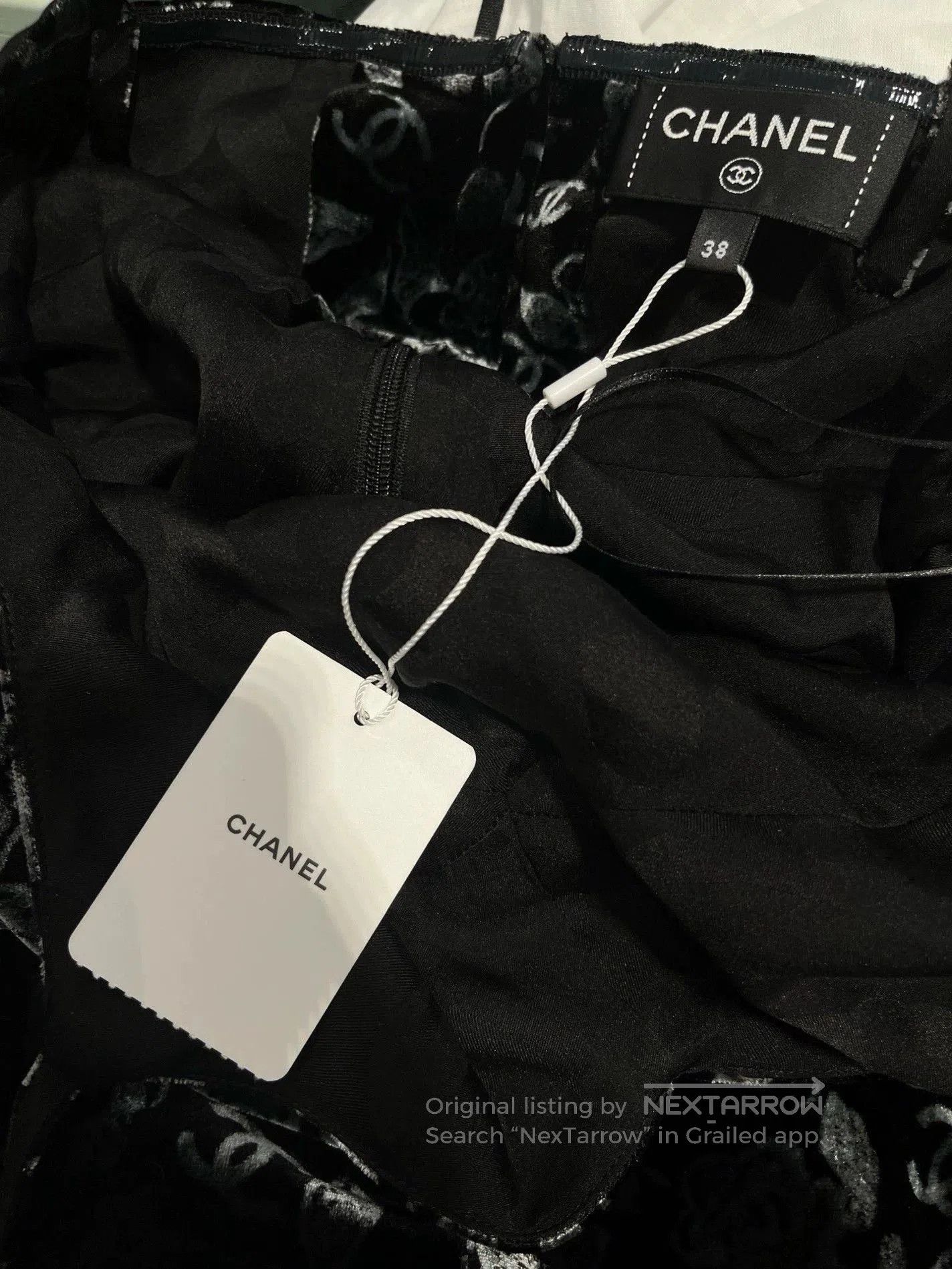 Chanel Chanel Black Velvet Printed Camisole Dress. Size US M / EU 48-50 / 2 - 4 Thumbnail