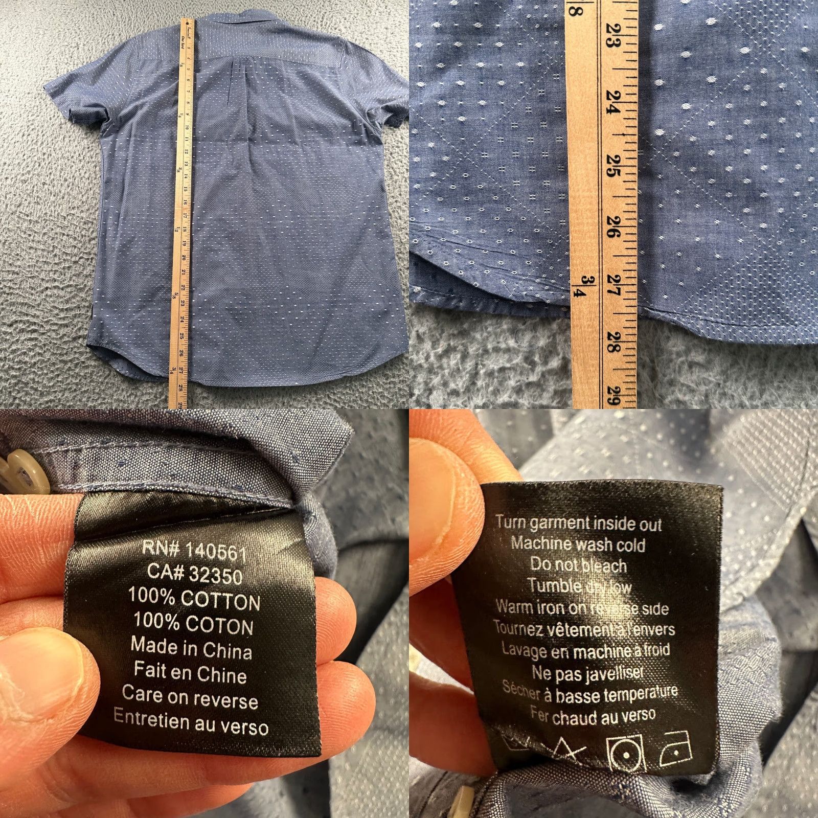 Roark The Roark Revival Shirt Mens M Short Sleeve Button Down Pocket Blue Polka Dot Cotton Size US M / EU 48-50 / 2 - 8 Thumbnail