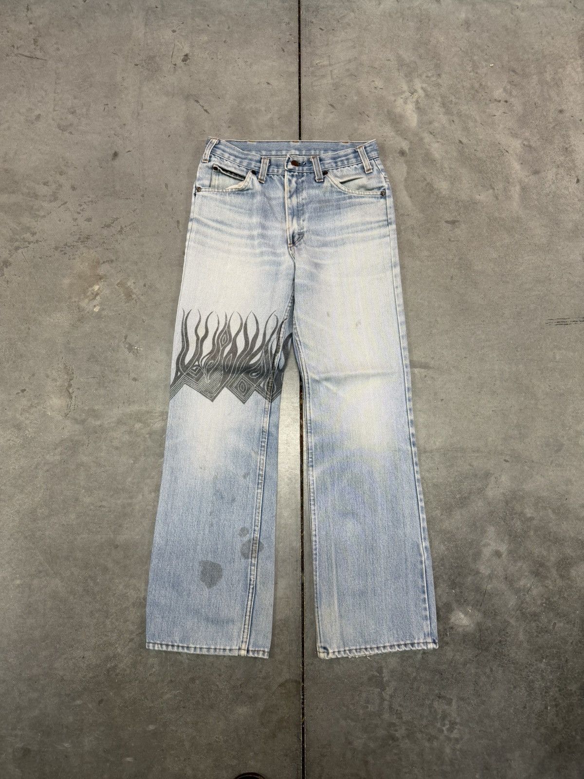 Vintage Light Wash Bootcut 70s Stenciled Jeans ERD Grunge Punk Size US 29 - 1 Thumbnail