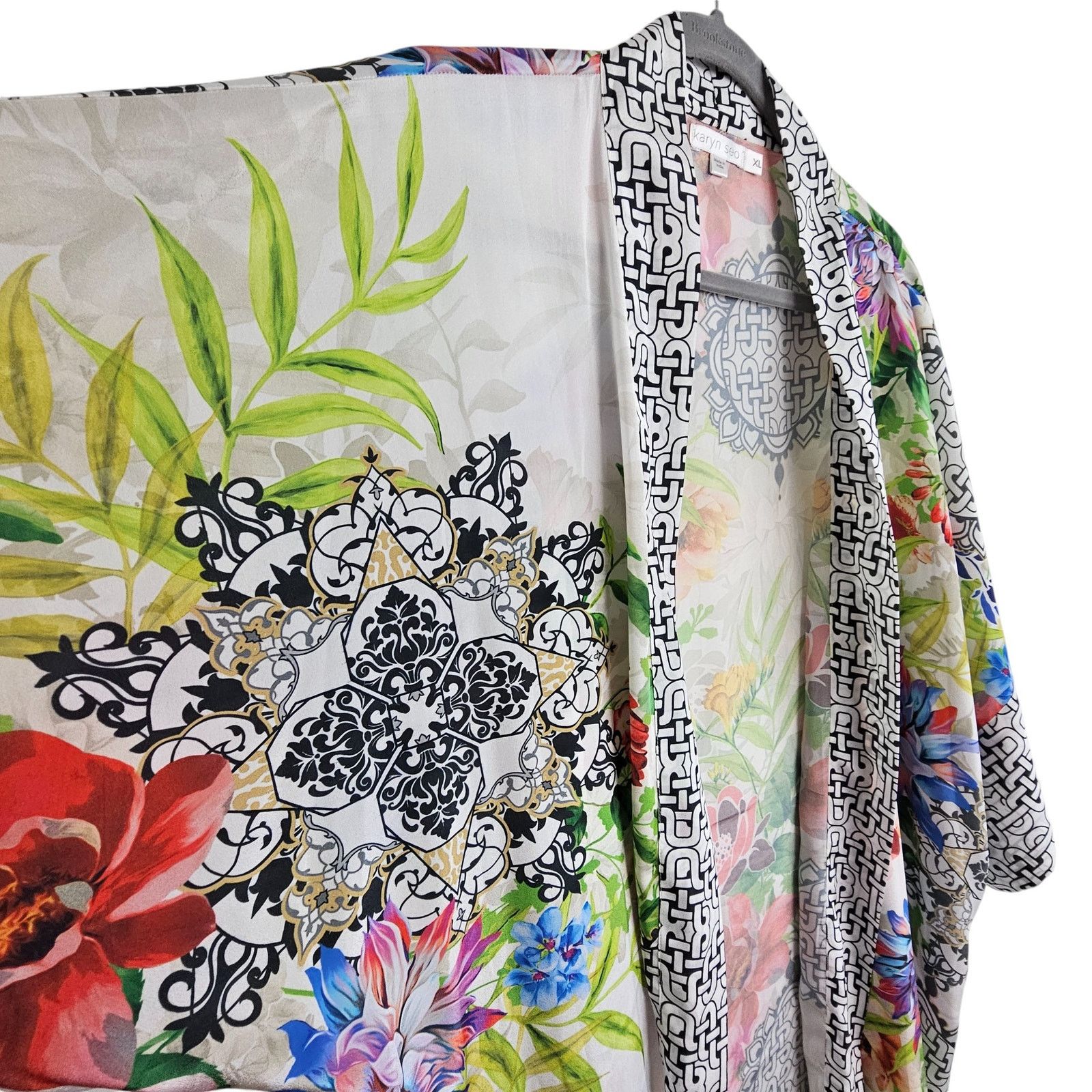 Donna Karan Karyn Seo Womens Floral Artsy Kimono Size XL Open Front Art Size XL / US 12-14 / IT 48-50 - 5 Thumbnail