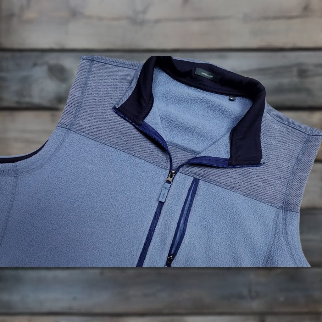 Vintage Turtleson Fleece Vest XL Blue Full Zip Stand Collar Pockets Lightweight Mens Vest Size US XL / EU 56 / 4 - 1 Thumbnail