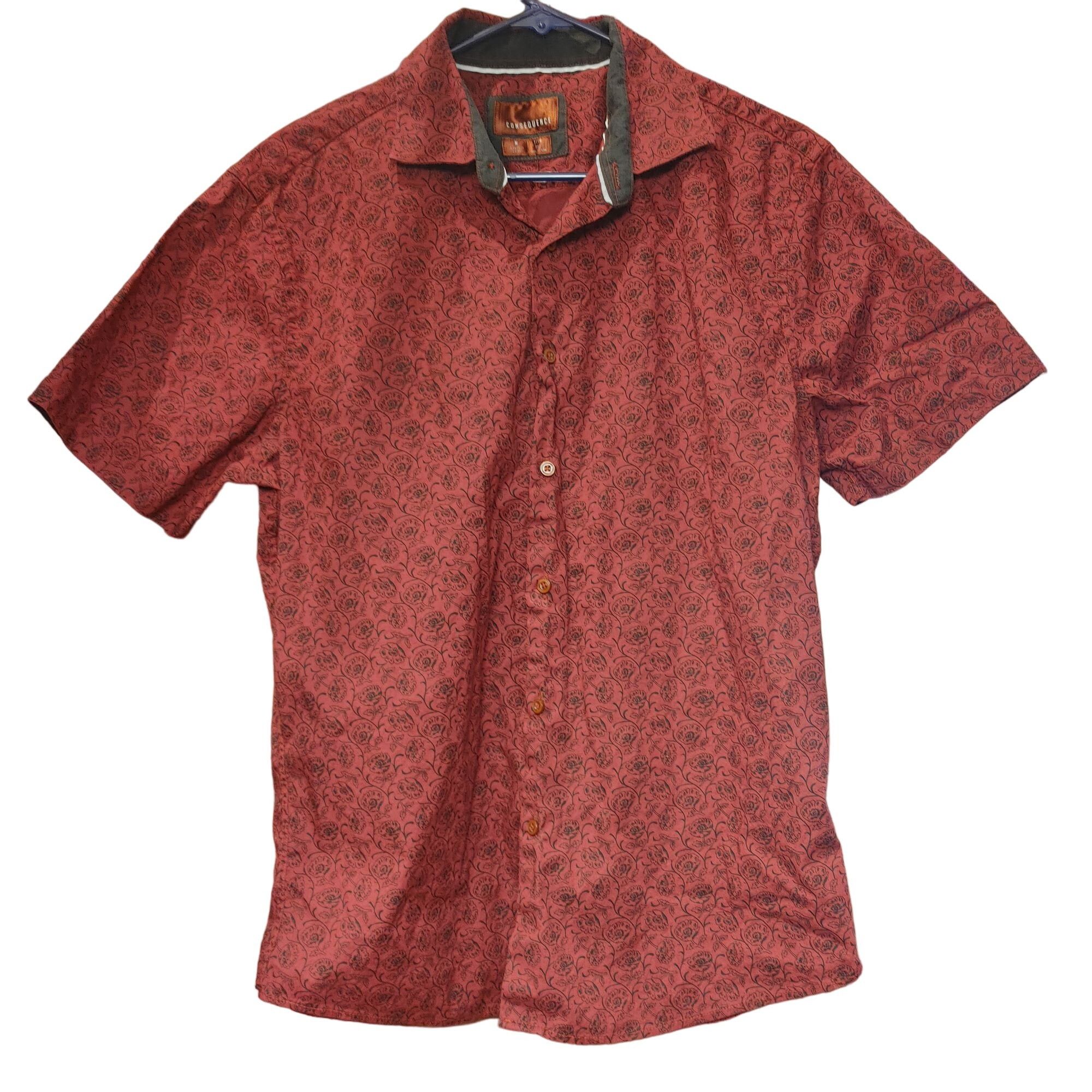 Other Consequence Men's Coral Print Short Sleeve Button Down Shirt Size US M / EU 48-50 / 2 - 1 Thumbnail