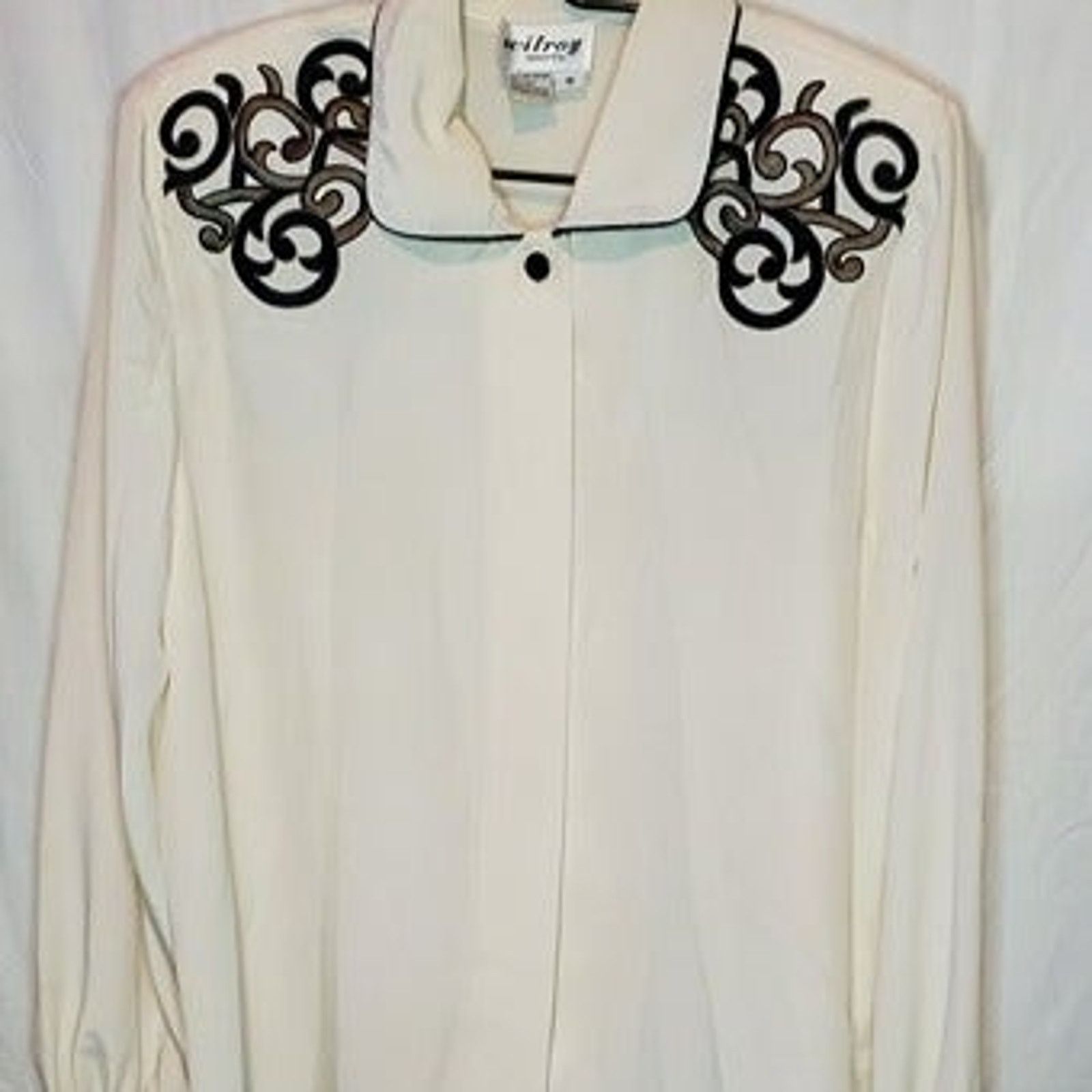 Vintage Wilroy Sport Womens Cream Button Down Blouse Size 8 Size M / US 6-8 / IT 42-44 - 6 Thumbnail
