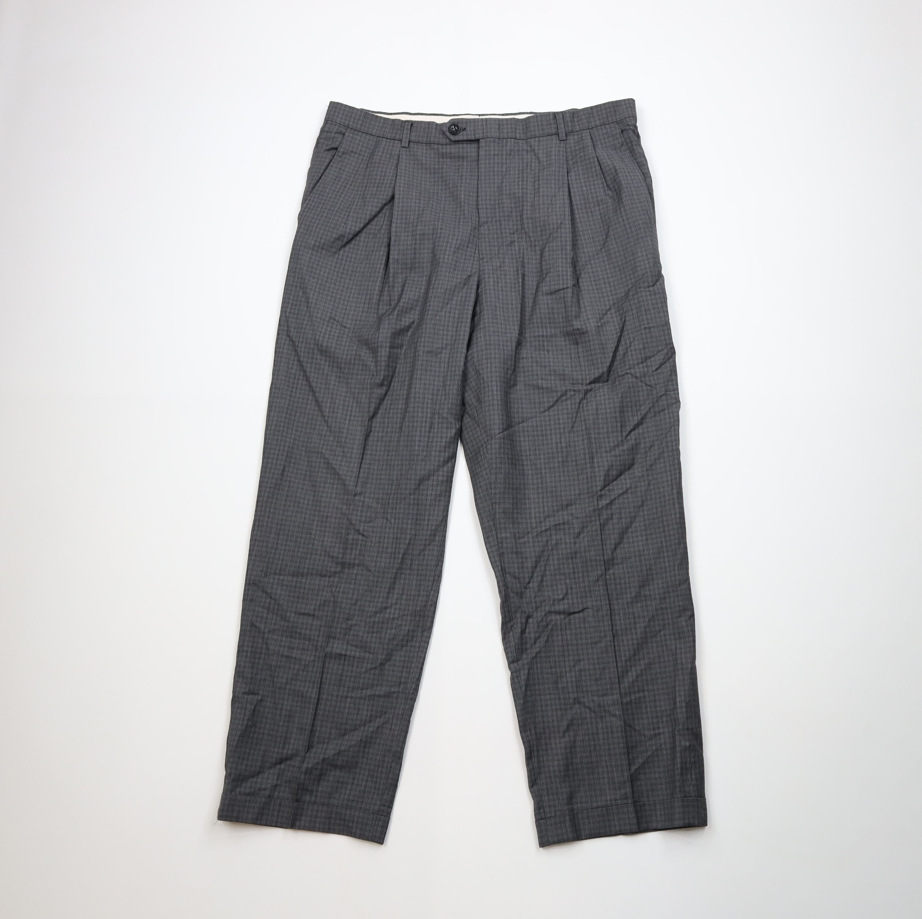 Vintage Vintage 90s Y2K Streetwear Wide Leg Chino Pans Gray Plaid Size US 36 / EU 52 - 1 Thumbnail