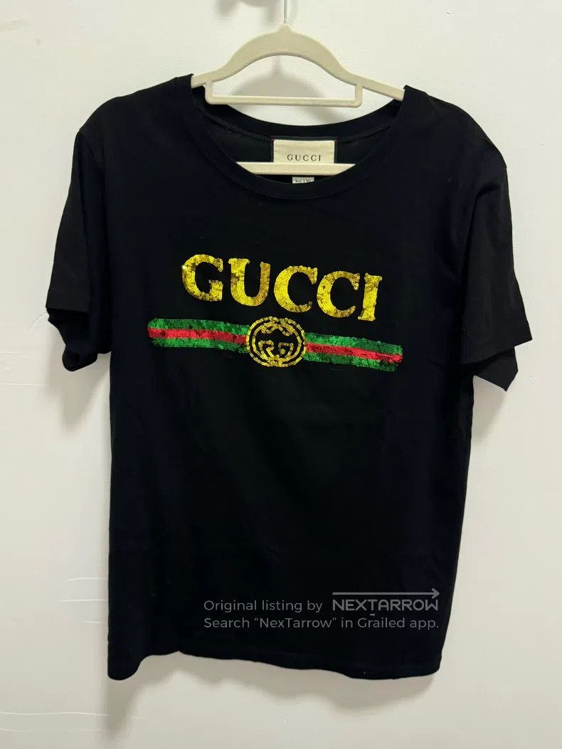 Gucci Gucci Black flash large logo short sleeve Size US XS / EU 42 / 0 - 1 Thumbnail