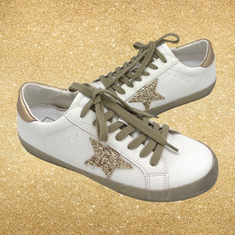 Other SHU SHOP Paula White Sneakers Gold Glitter Stars NEW 8.5 Size US 8.5 / IT 38.5 - 1 Thumbnail