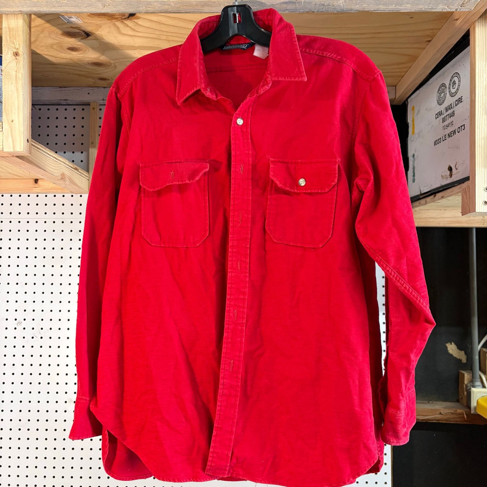 Lands' End × Vintage Lands End Vintage 80s Red Flannel Long Sleeve Button Up Size US XL / EU 56 / 4 - 1 Thumbnail