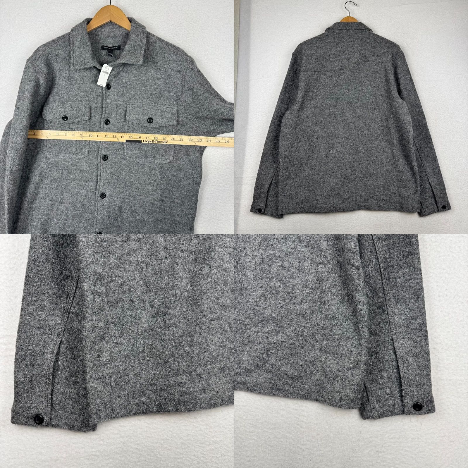 Banana Republic VINTAGE Banana Republic Mens L Boucle Over Shirt Jacket Gray Button Woiol Blend Size US L / EU 52-54 / 3 - 8 Thumbnail