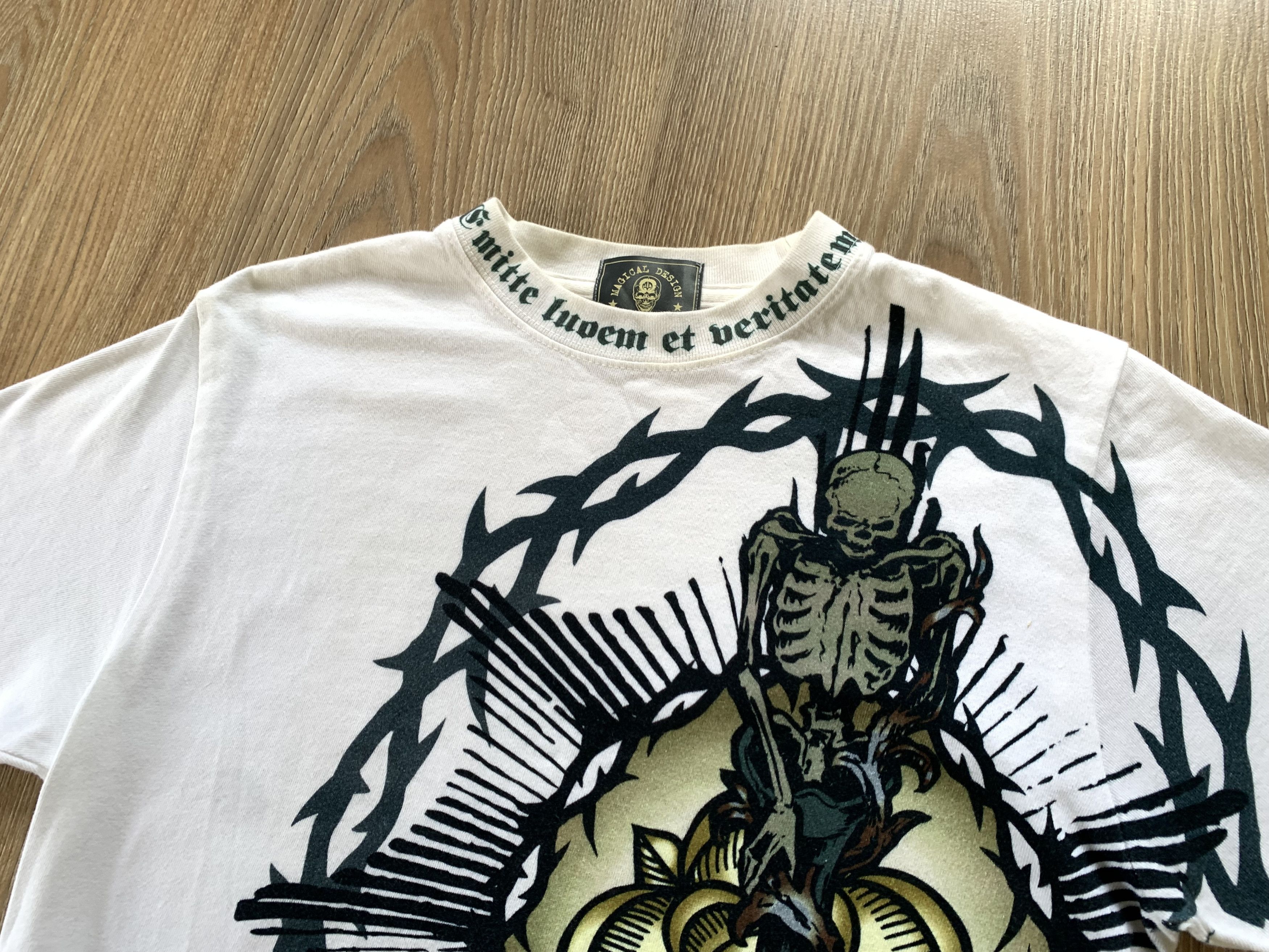 Japanese Brand × Magical Design × Vintage Rare Vintage Magical Design Overprint Skull T-Shirt Size US S / EU 44-46 / 1 - 4 Thumbnail